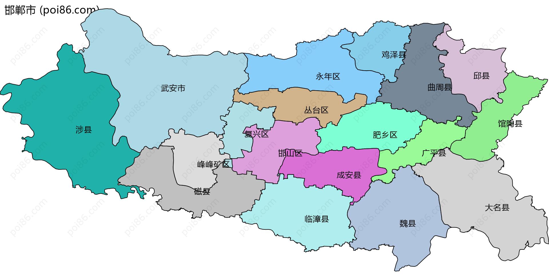 邯郸市边界地图