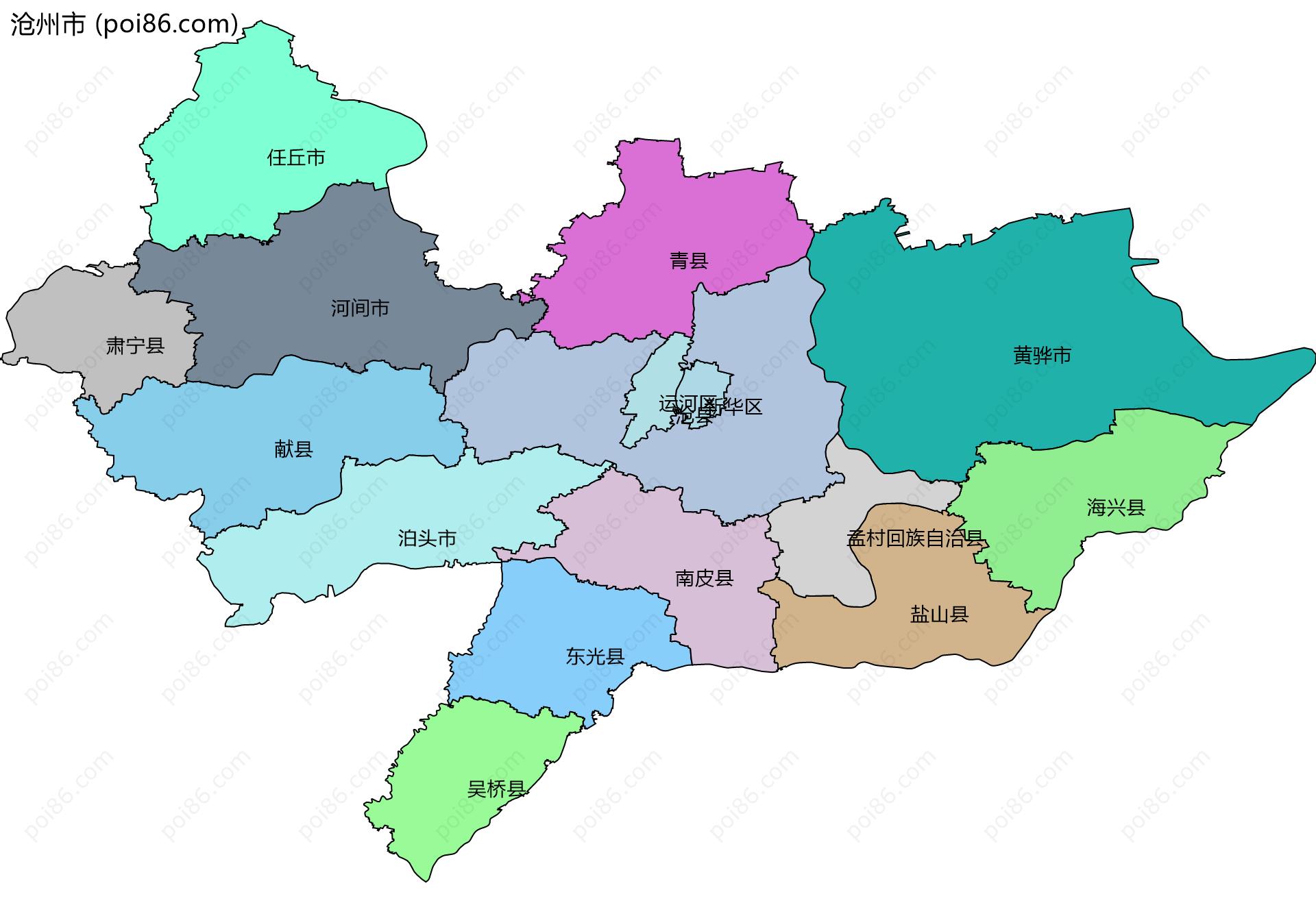 沧州市边界地图