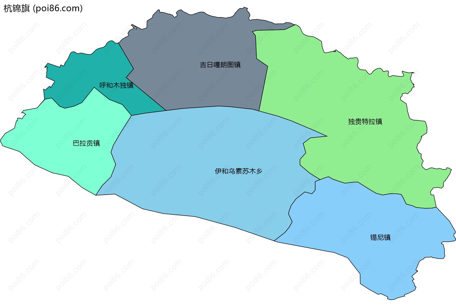 杭锦旗边界地图
