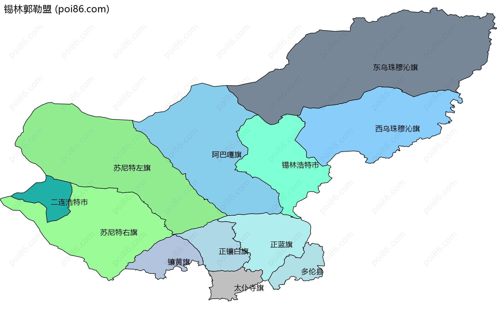 锡林郭勒盟边界地图