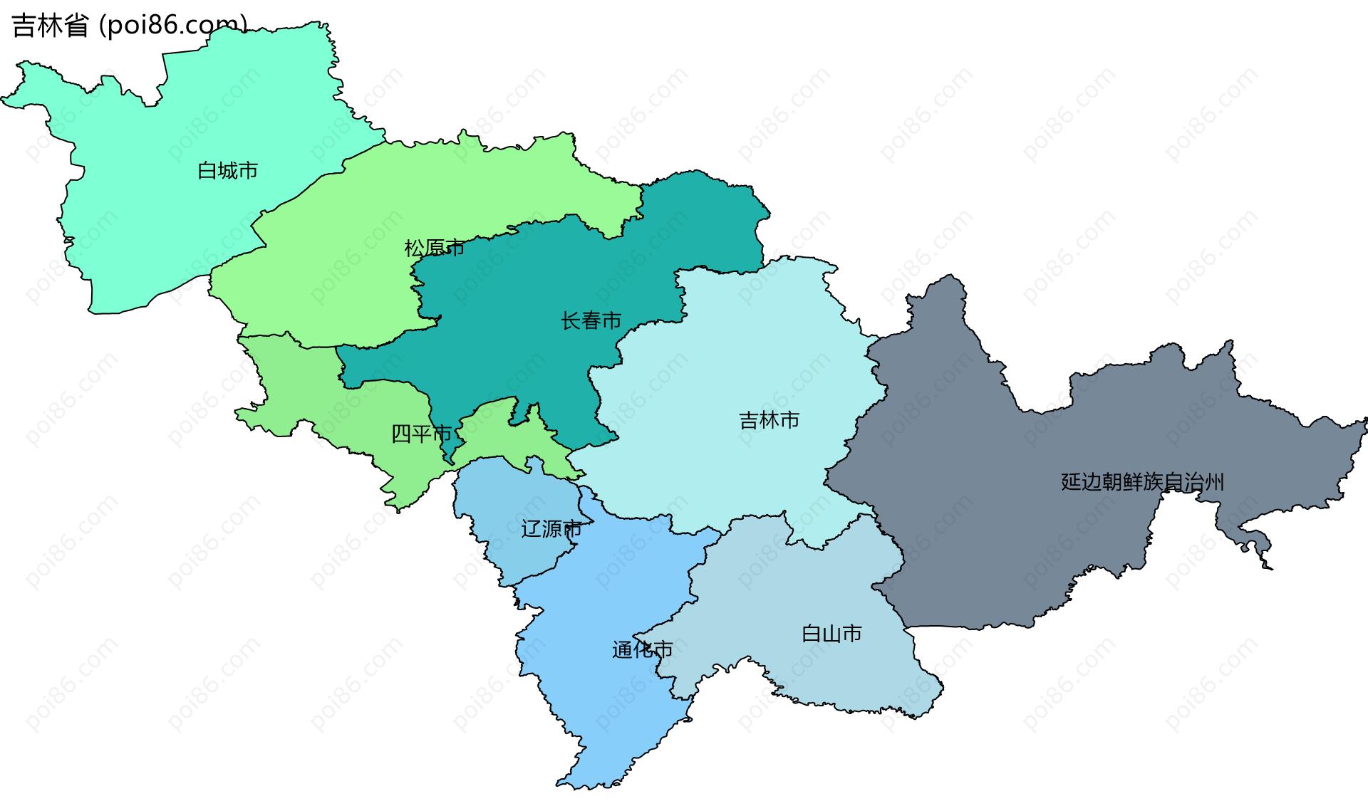 吉林省边界地图