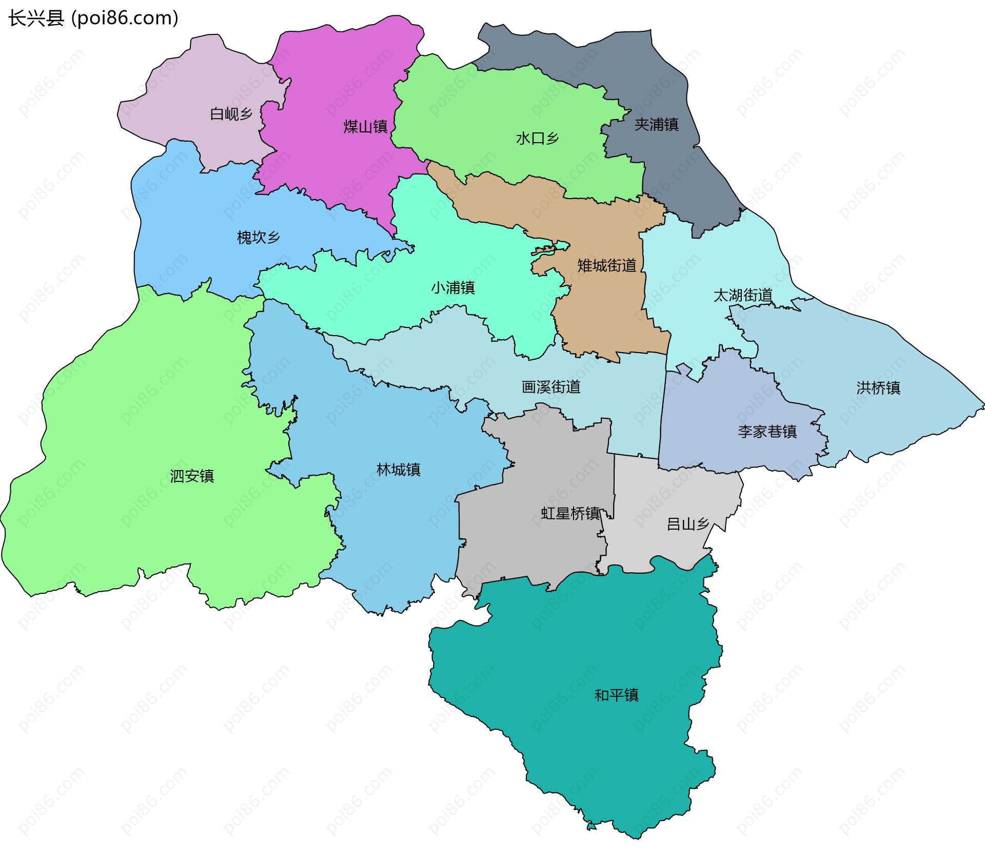 长兴县边界地图