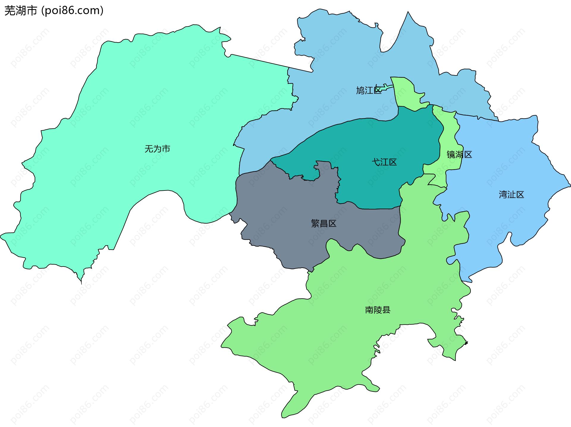 芜湖市边界地图