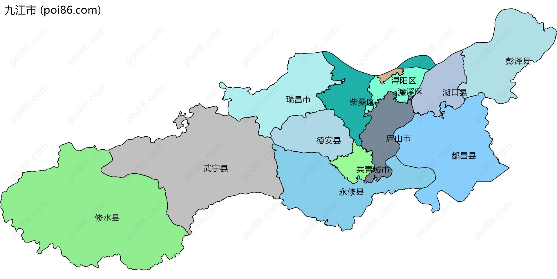 九江市边界地图