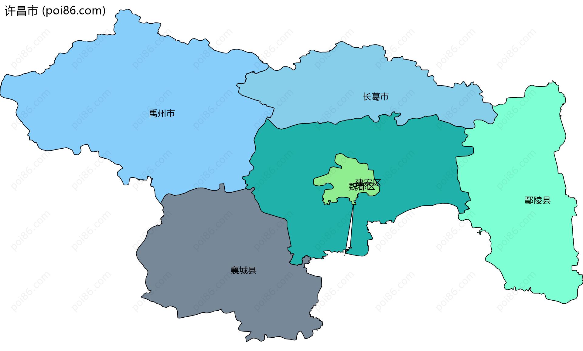 许昌市边界地图