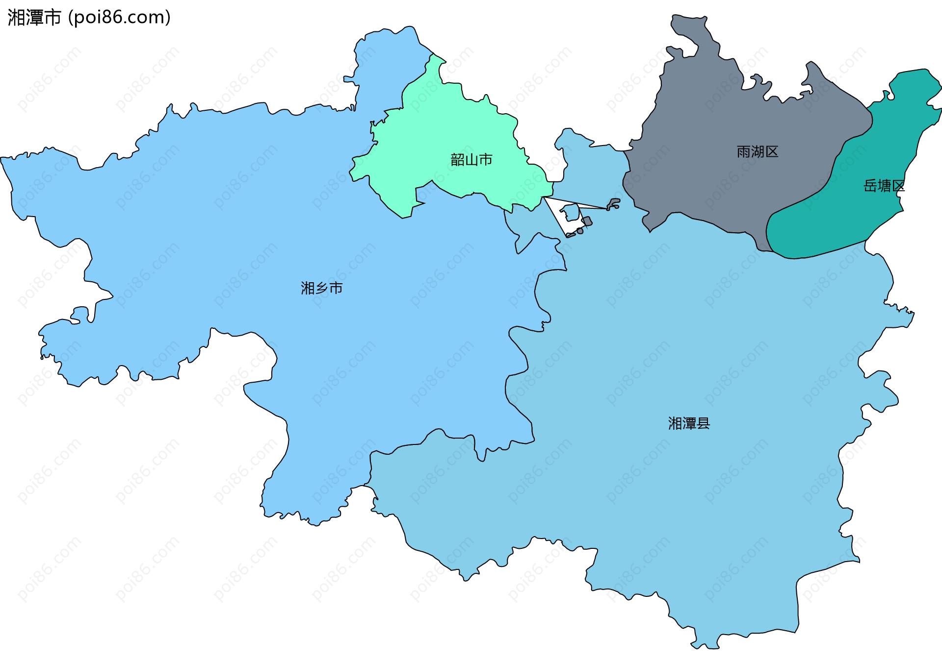 湘潭市边界地图