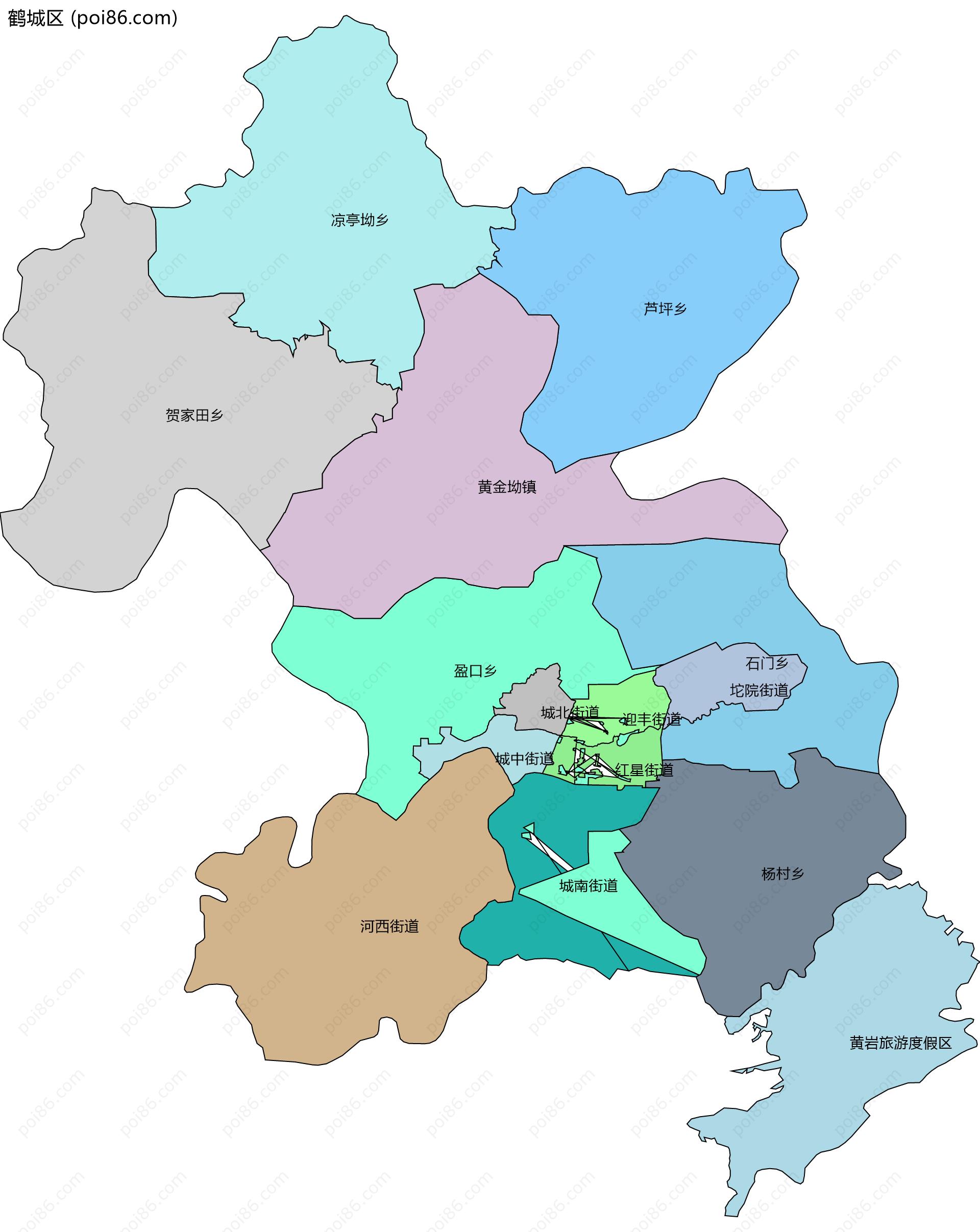 鹤城区边界地图