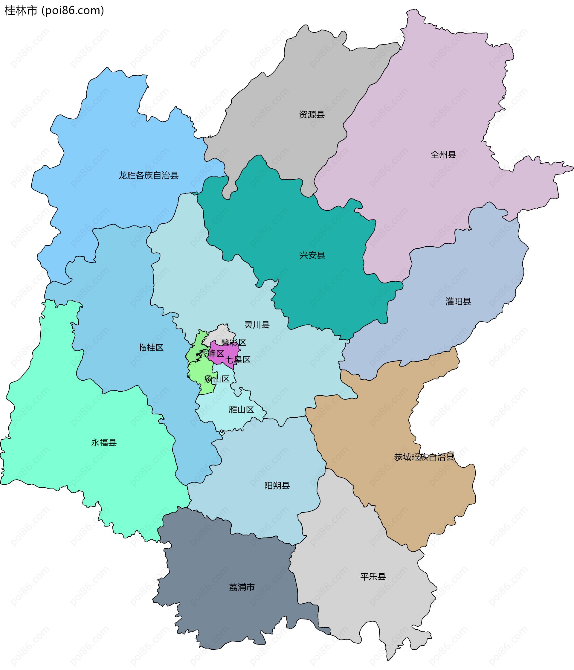 桂林市边界地图