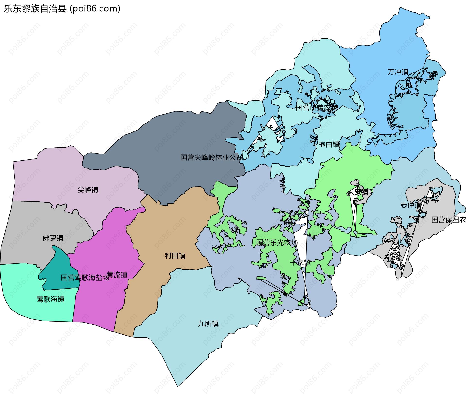 乐东黎族自治县边界地图
