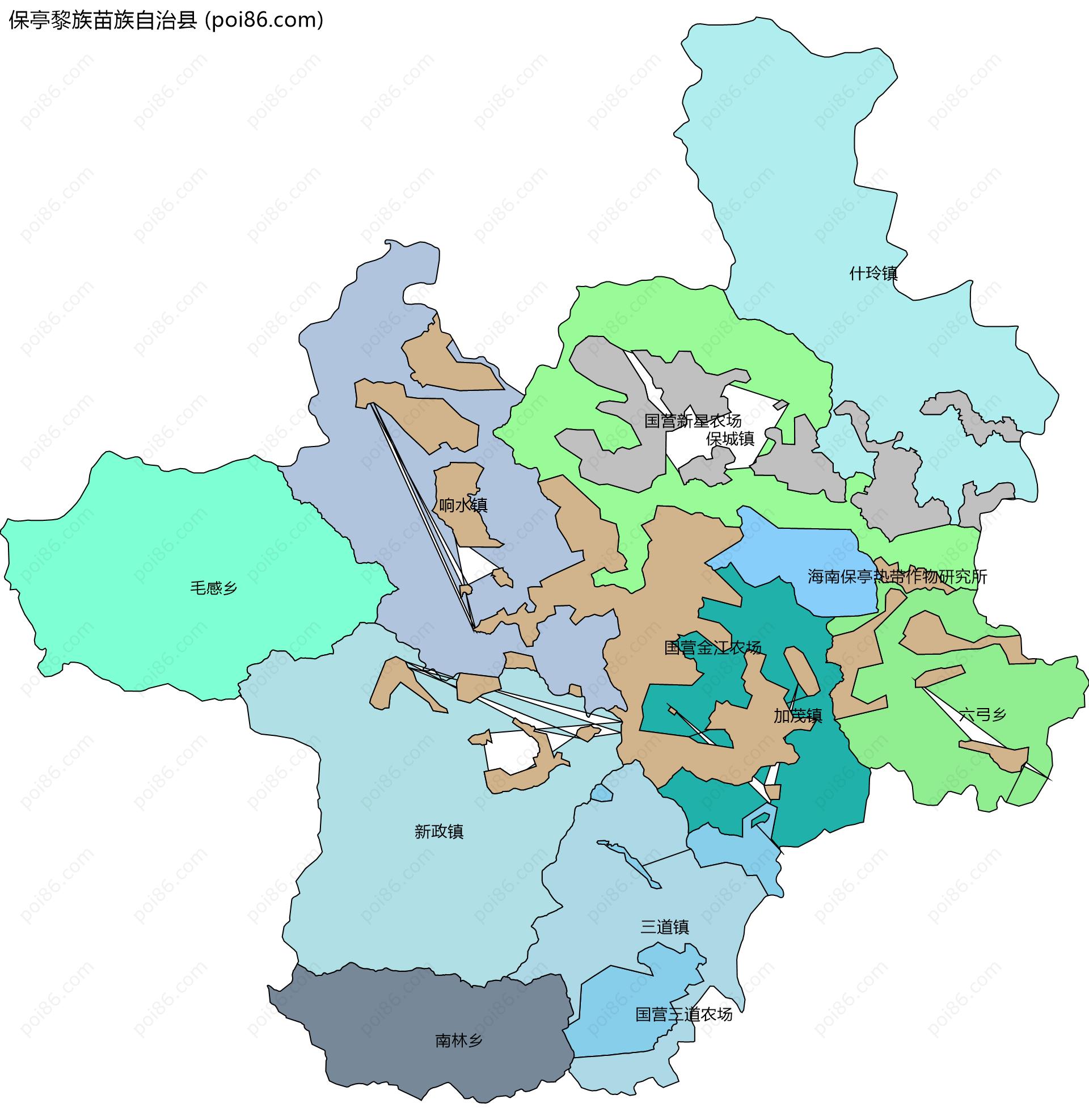 保亭黎族苗族自治县边界地图
