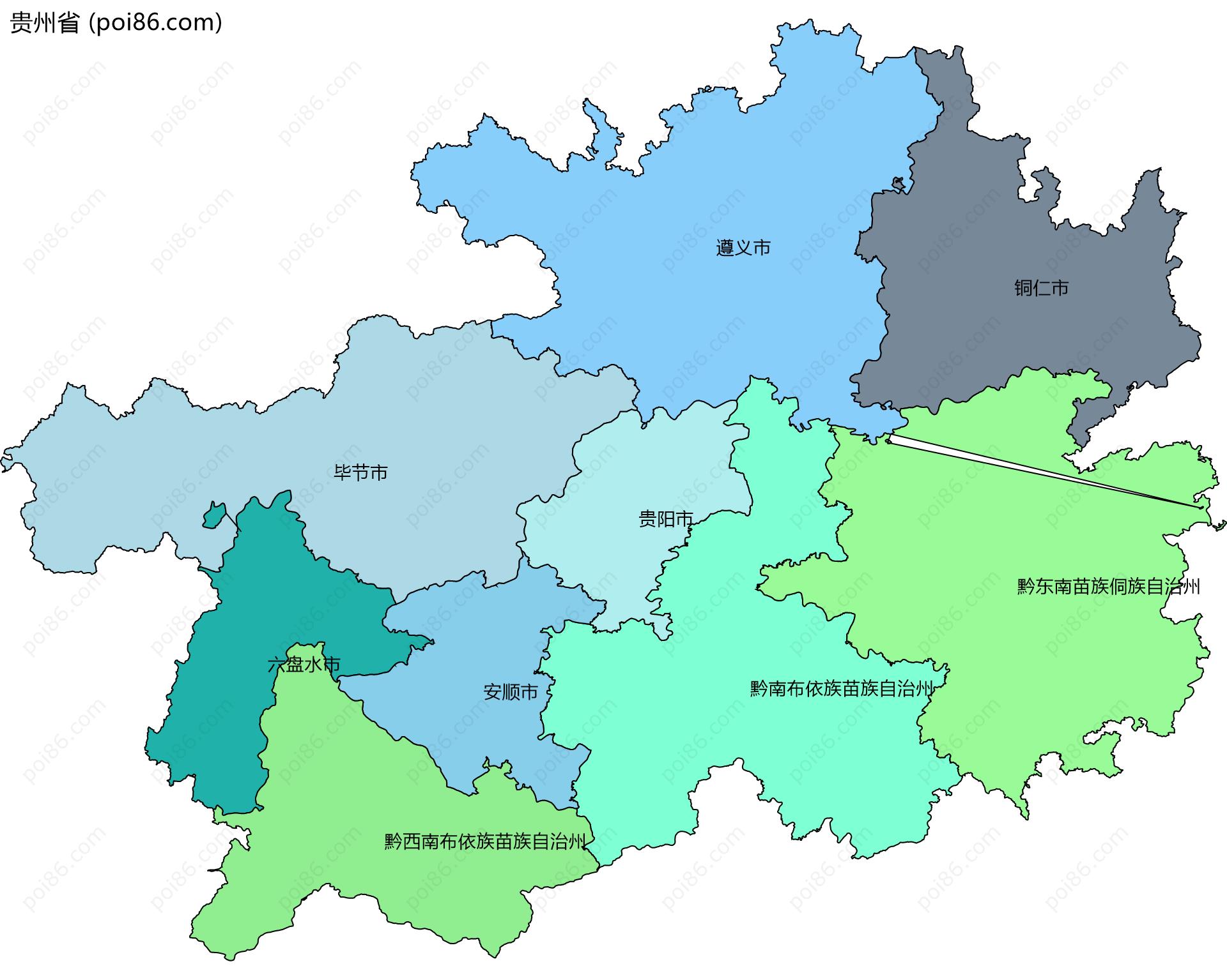 贵州省边界地图