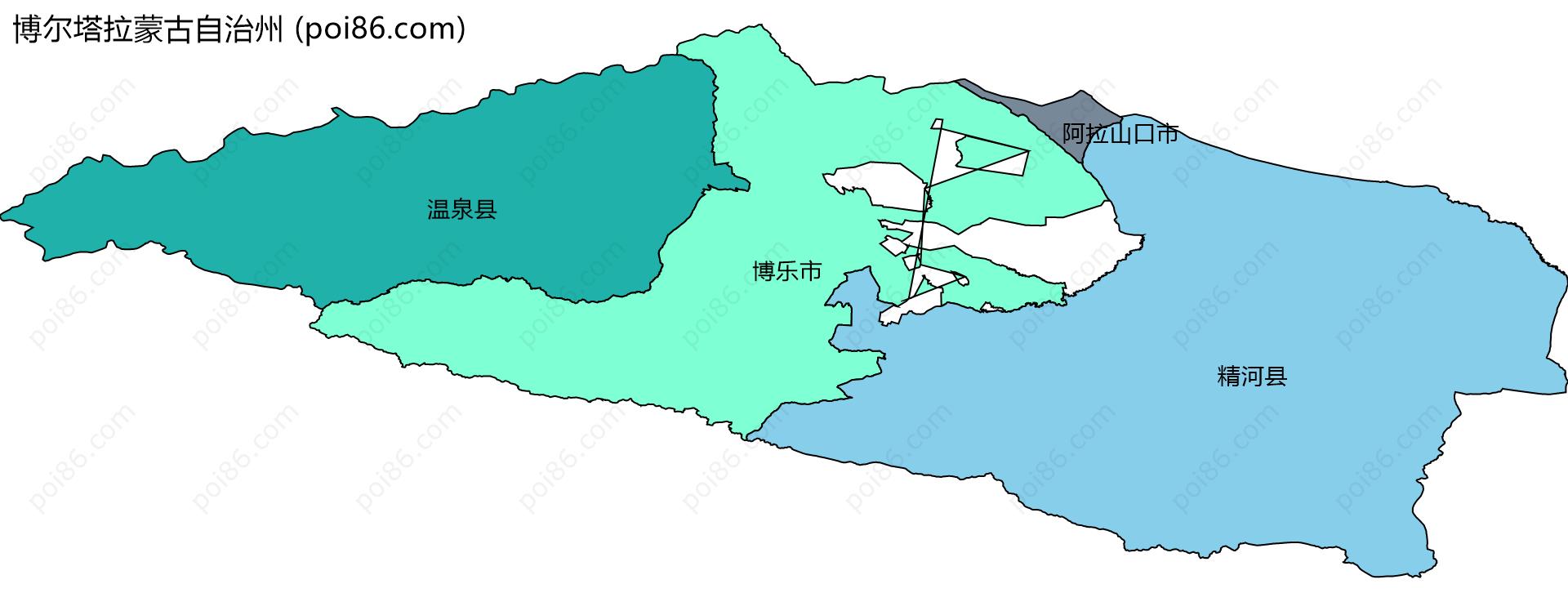 博尔塔拉蒙古自治州边界地图
