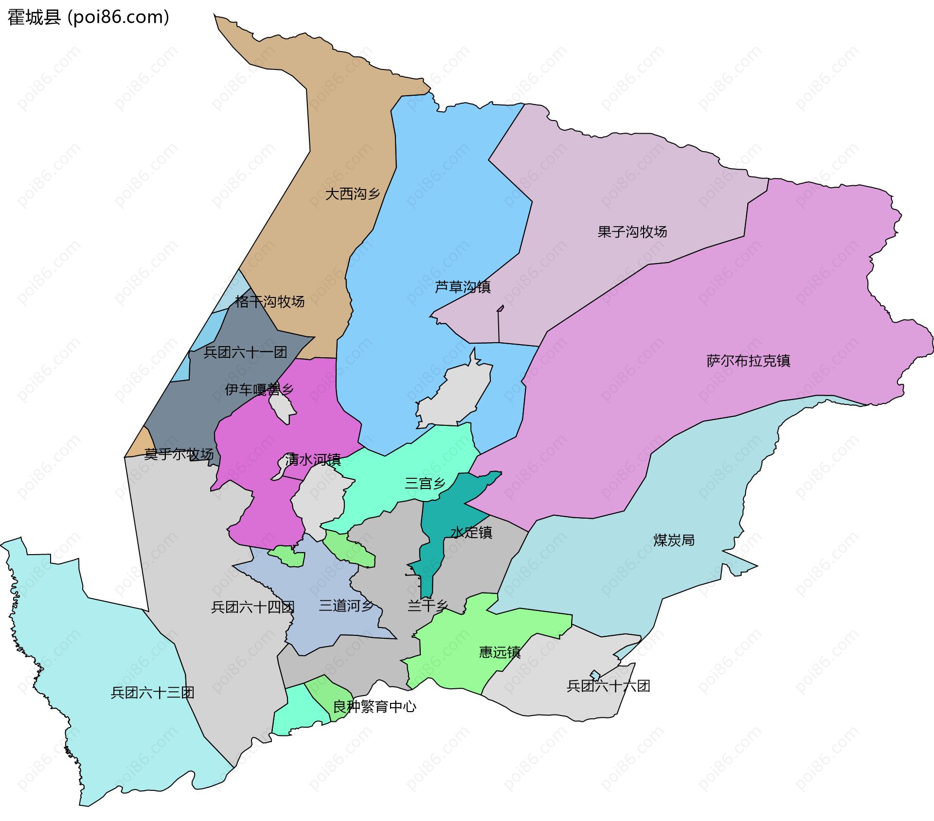 霍城县标准地图 - 伊犁自治州地图 - 地理教师网