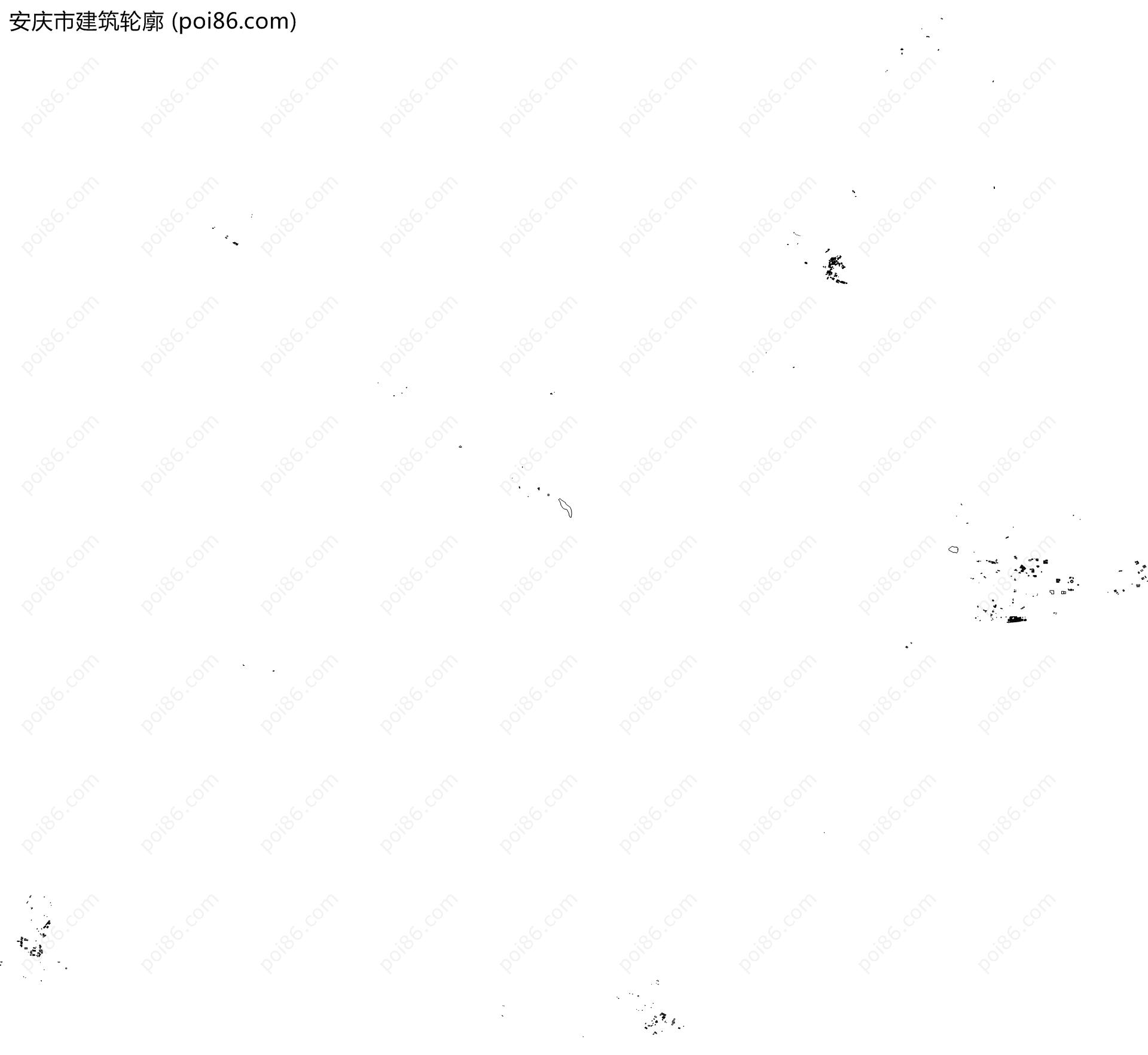 安庆市建筑轮廓地图