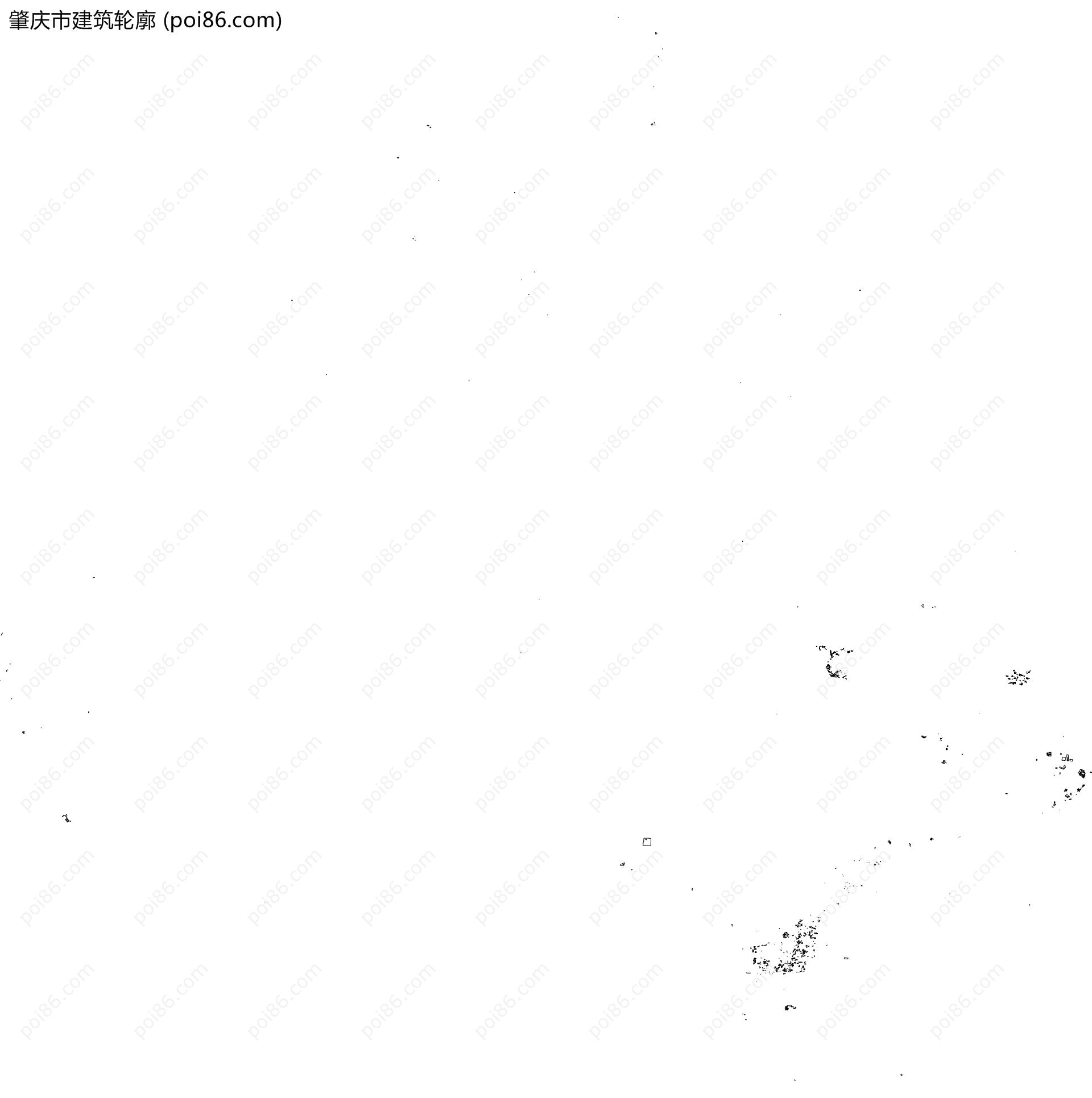 肇庆市建筑轮廓地图