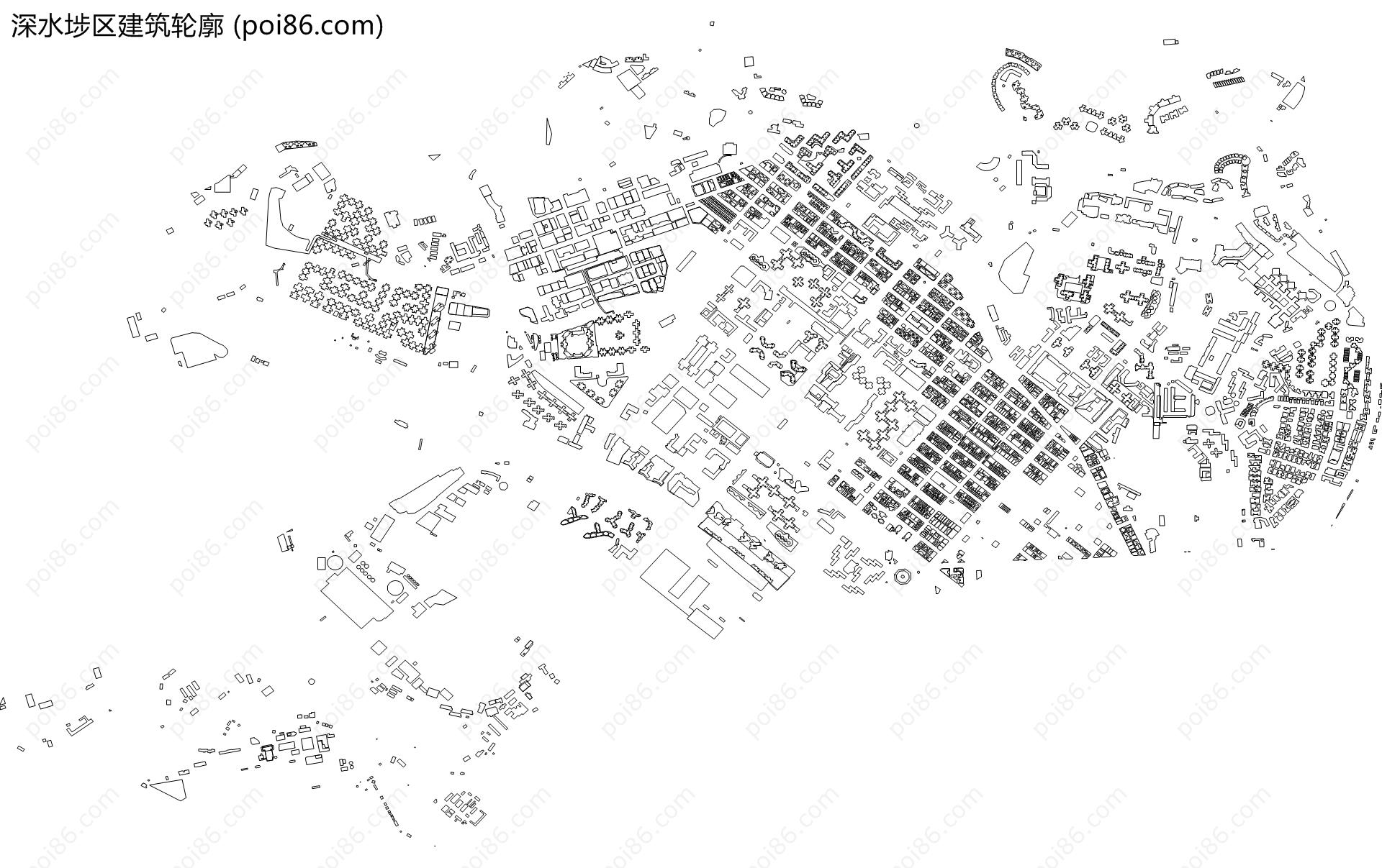 深水埗区建筑轮廓地图