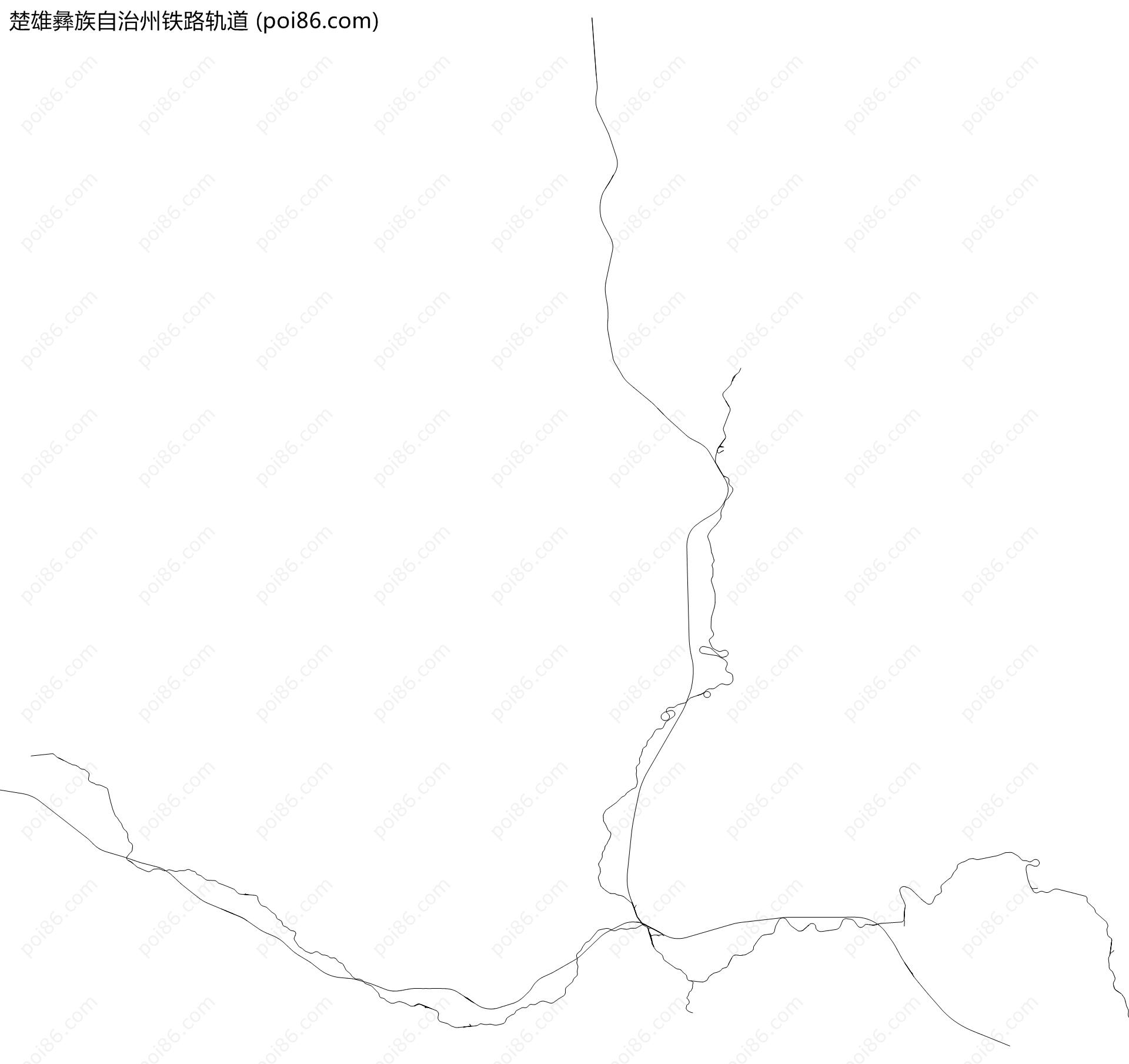楚雄彝族自治州铁路轨道地图