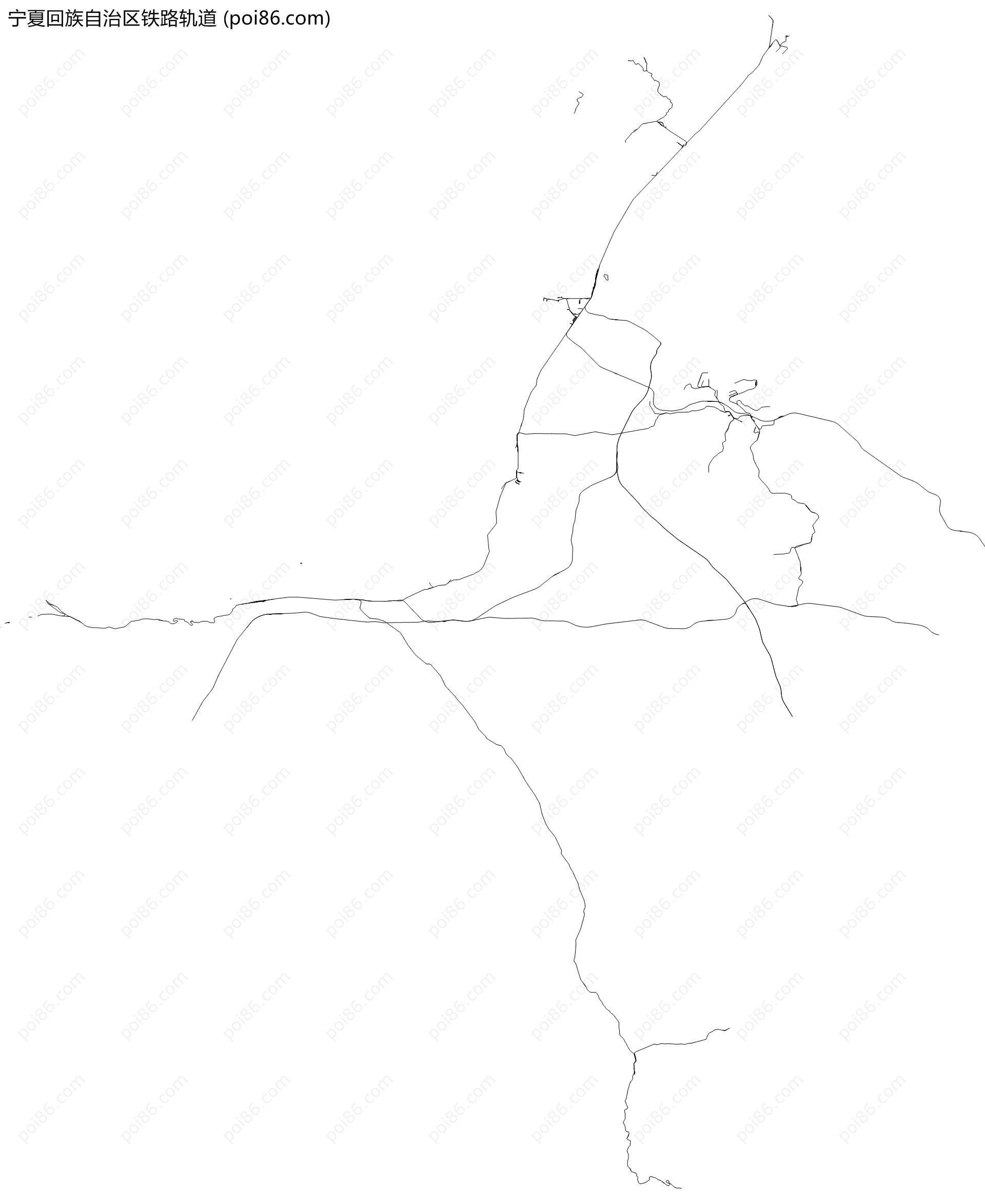 宁夏回族自治区铁路轨道地图