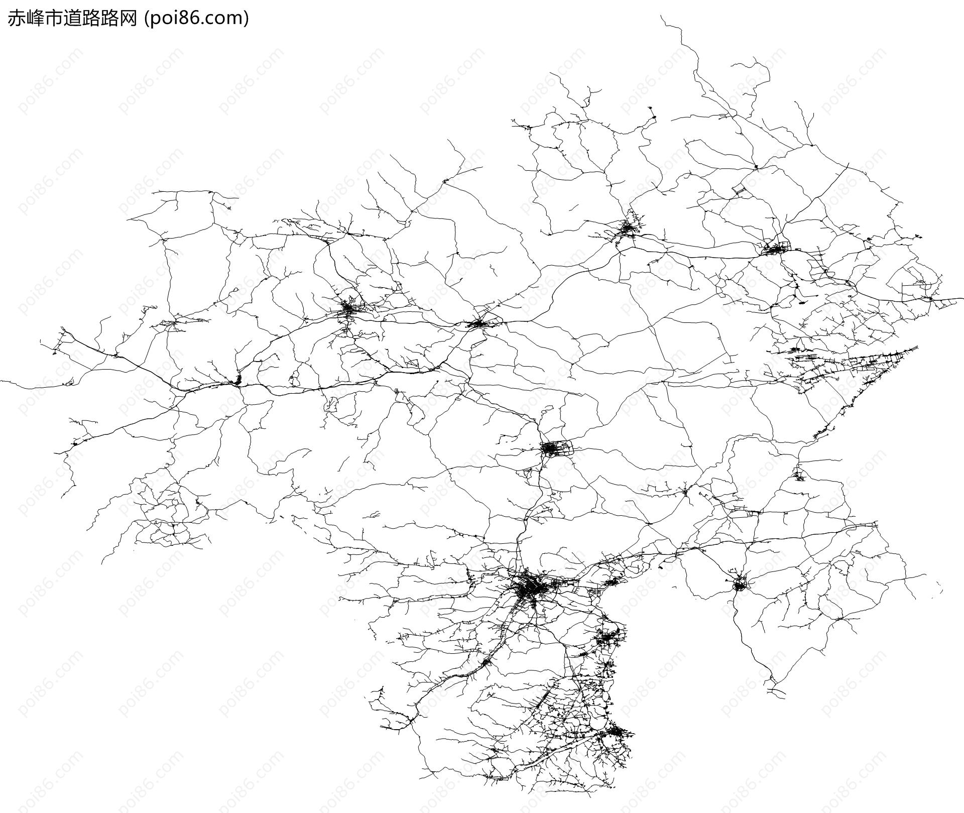 赤峰市道路路网地图
