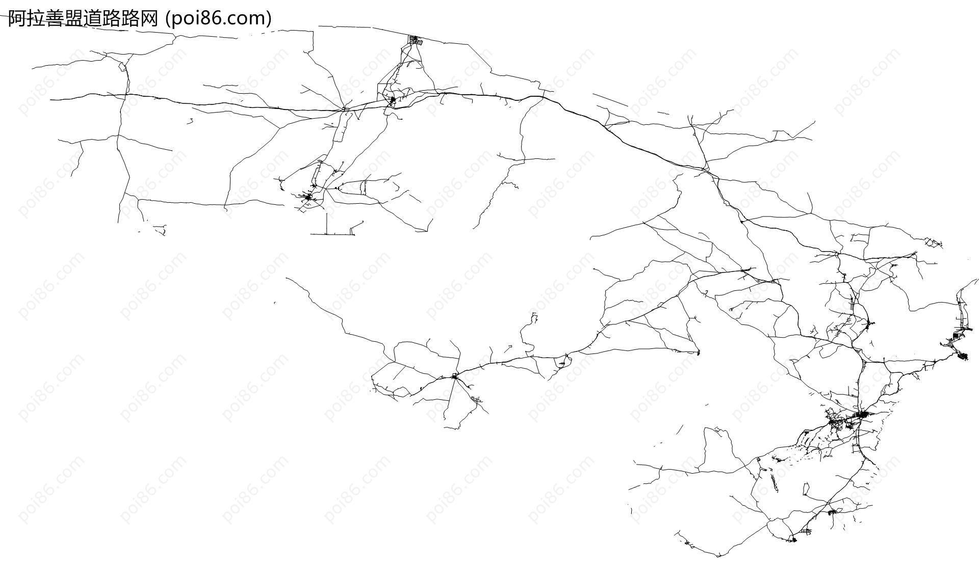 阿拉善盟道路路网地图