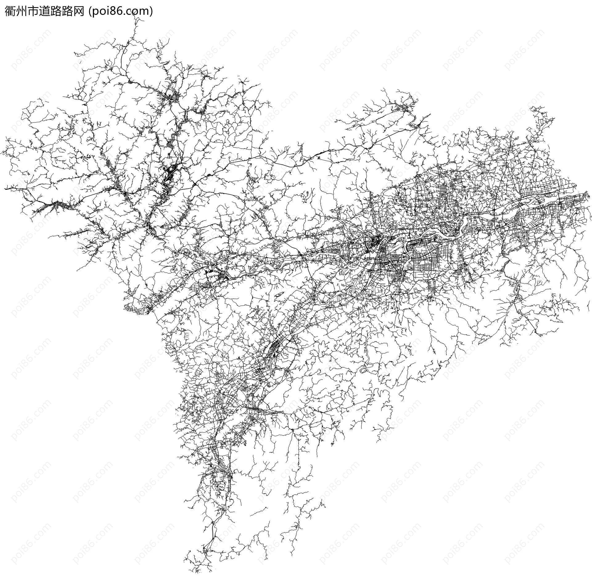 衢州市道路路网地图