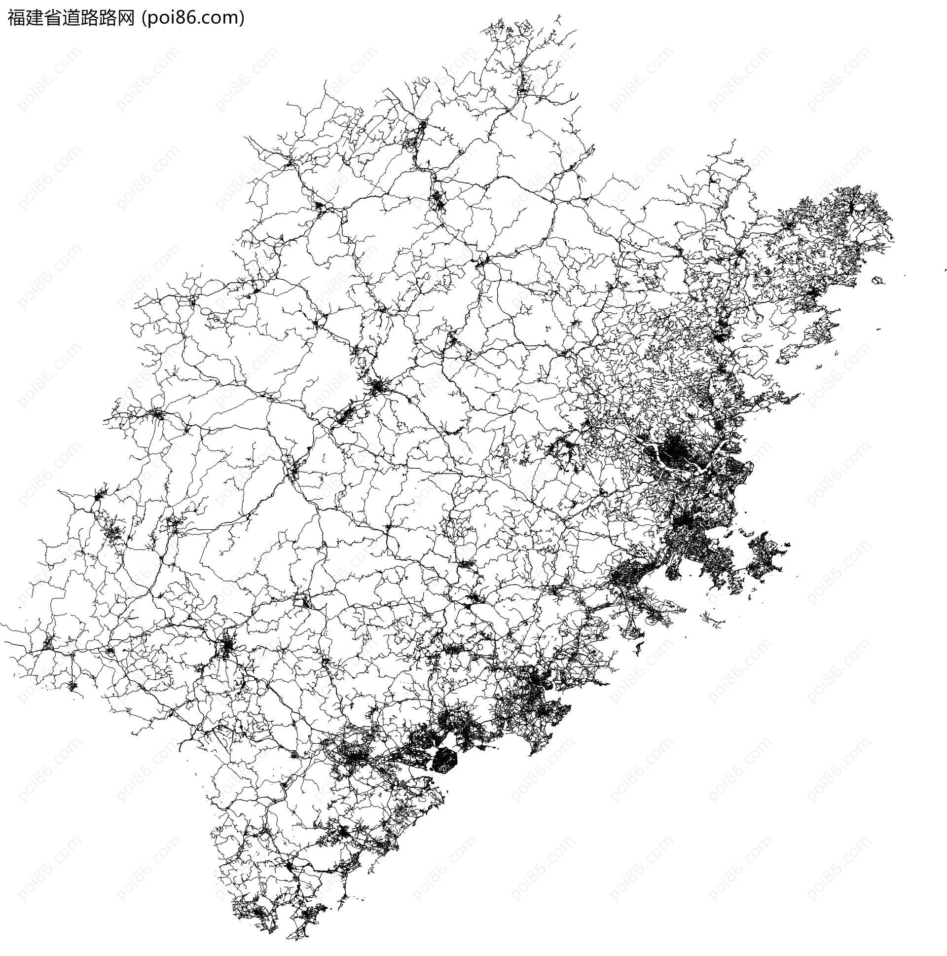 福建省道路路网地图
