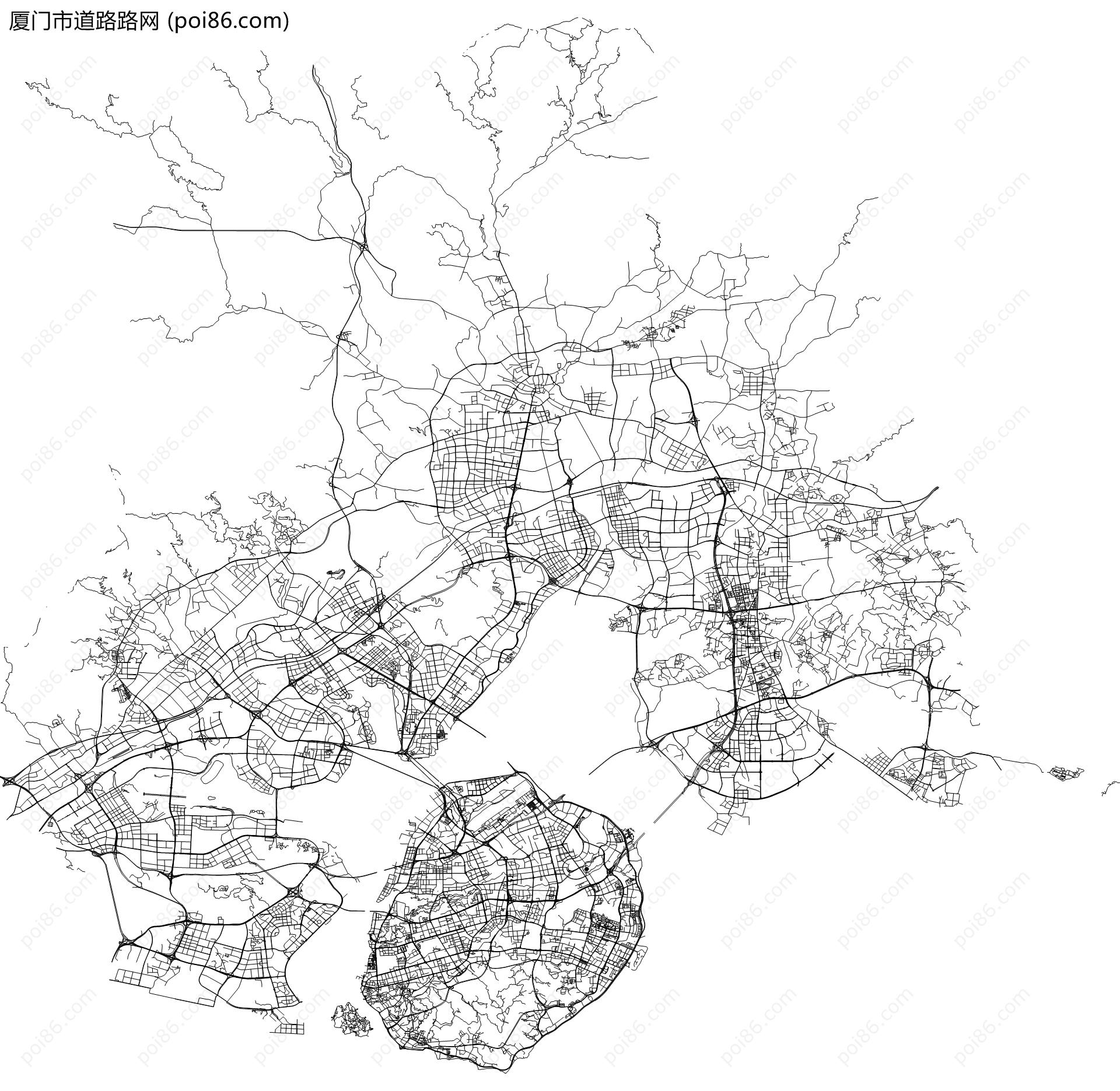 厦门市道路路网地图