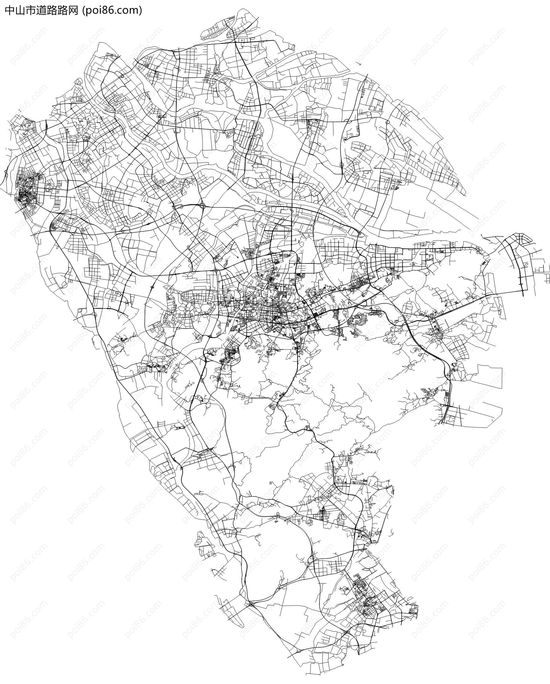 中山市道路路网地图