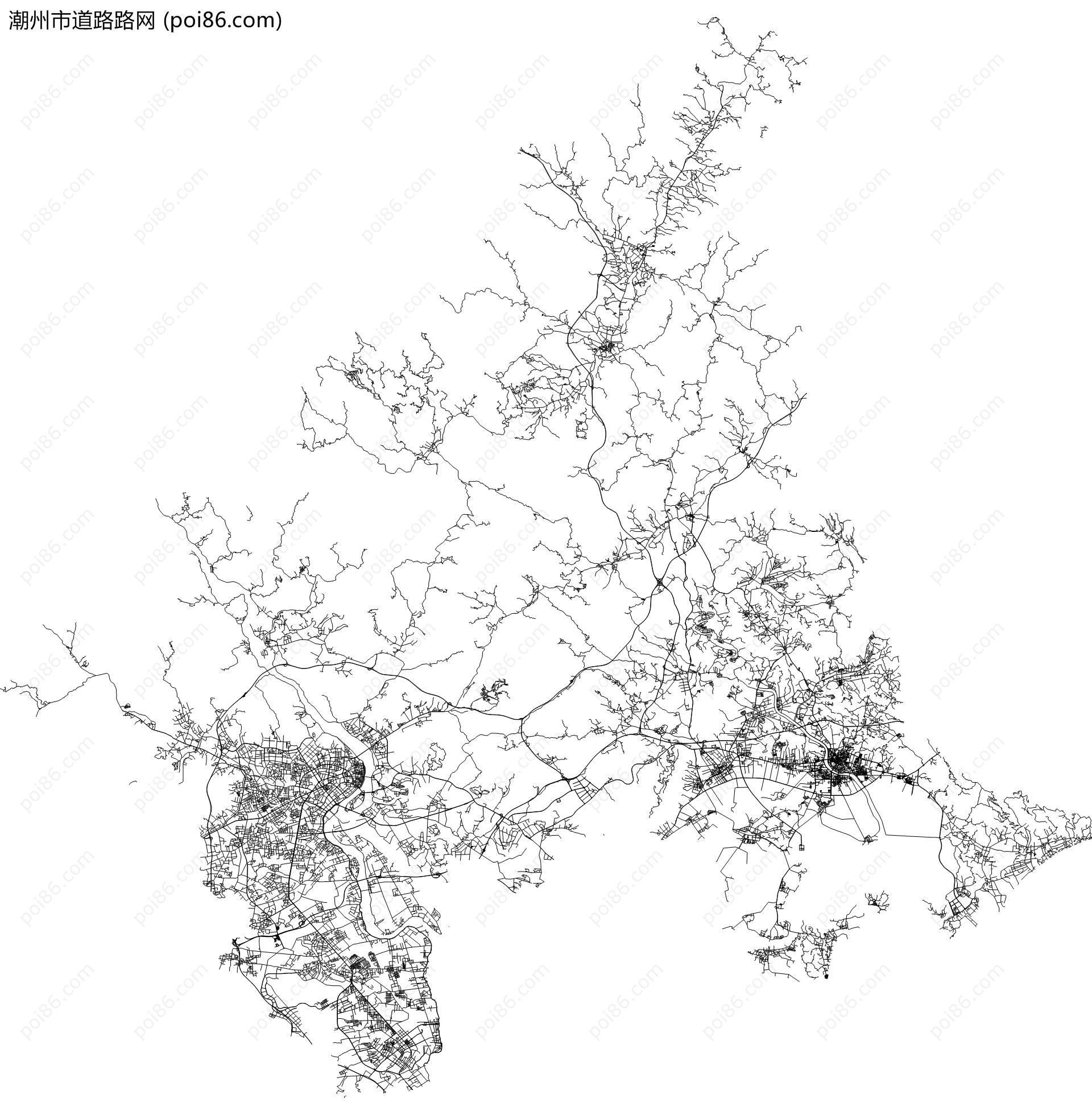 潮州市道路路网地图