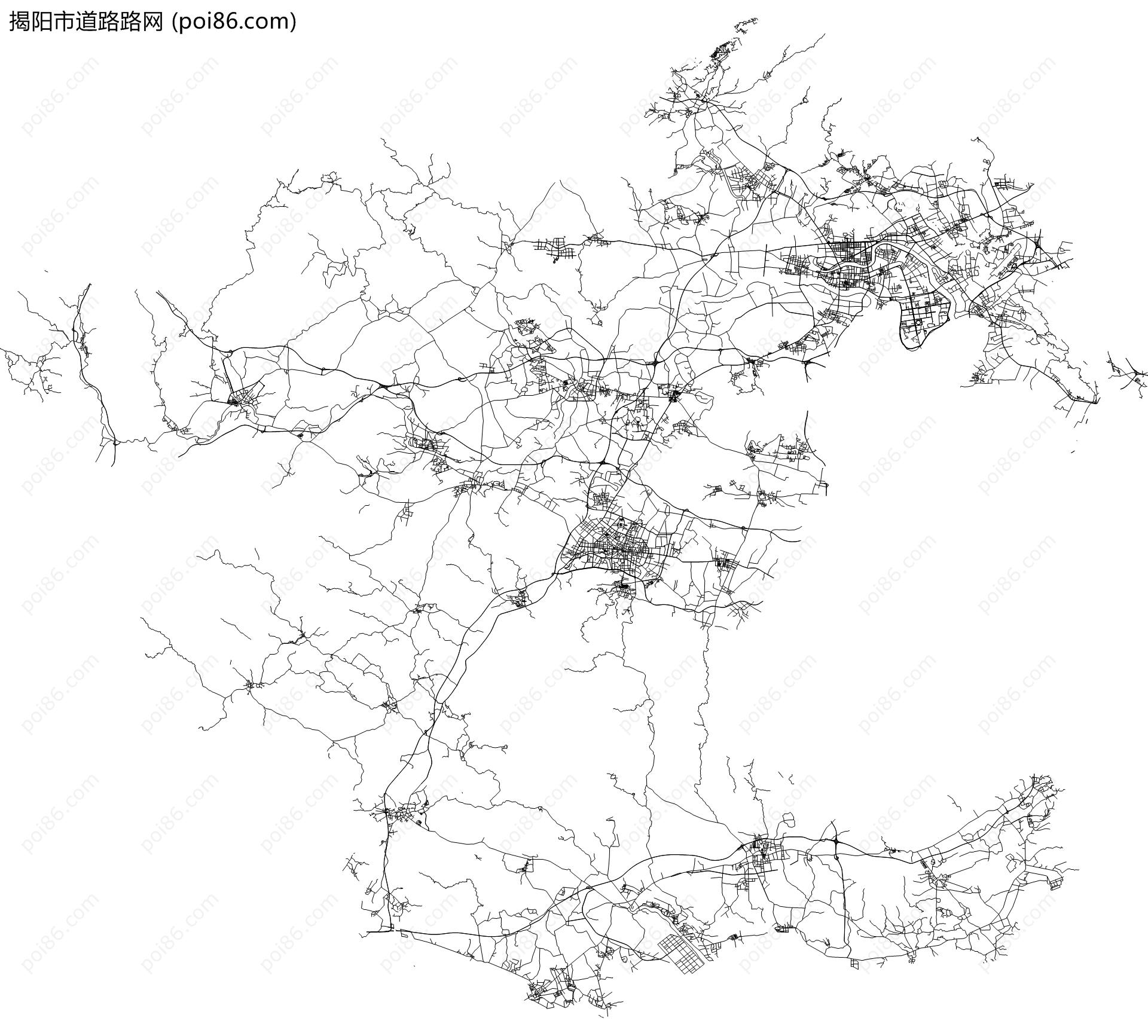 揭阳市道路路网地图