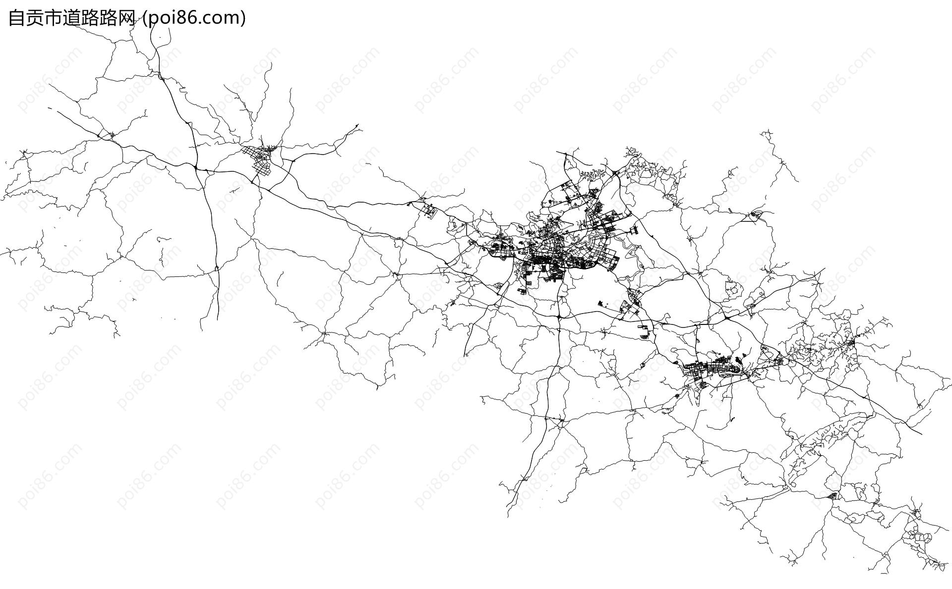 自贡市道路路网地图