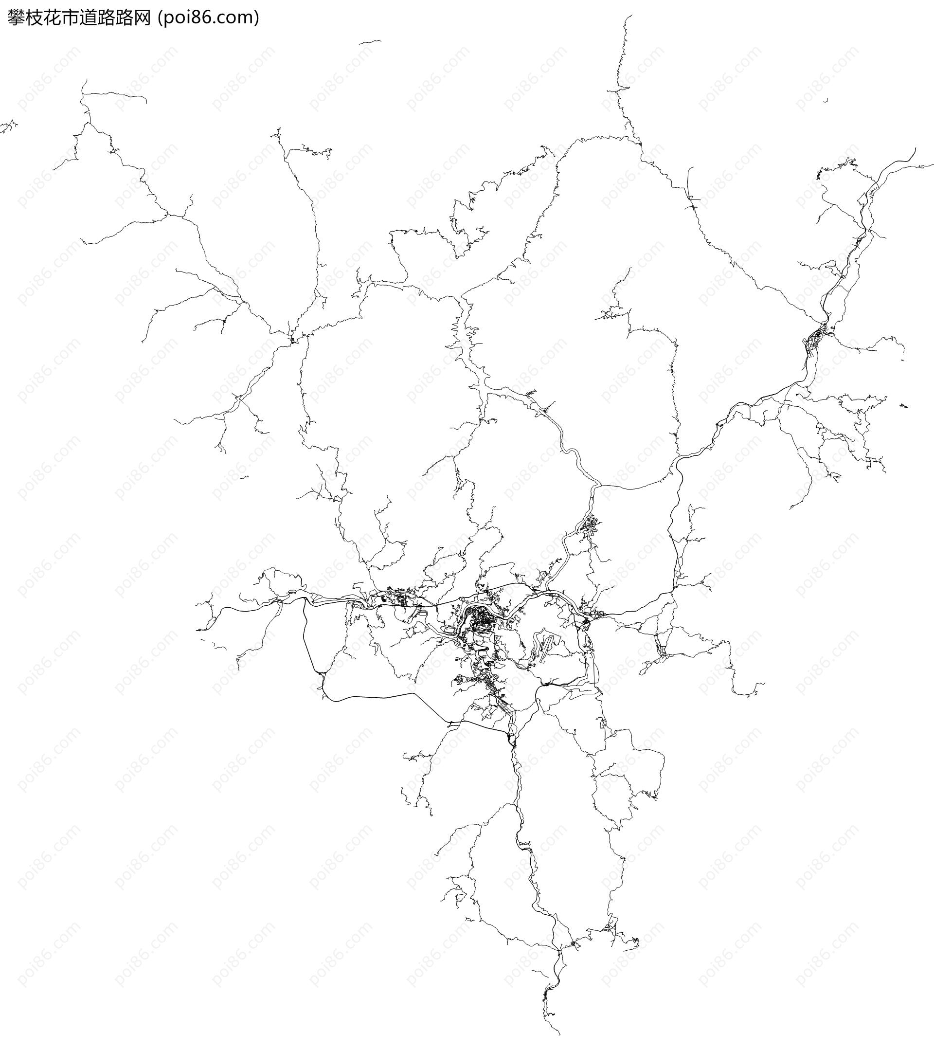 攀枝花市道路路网地图