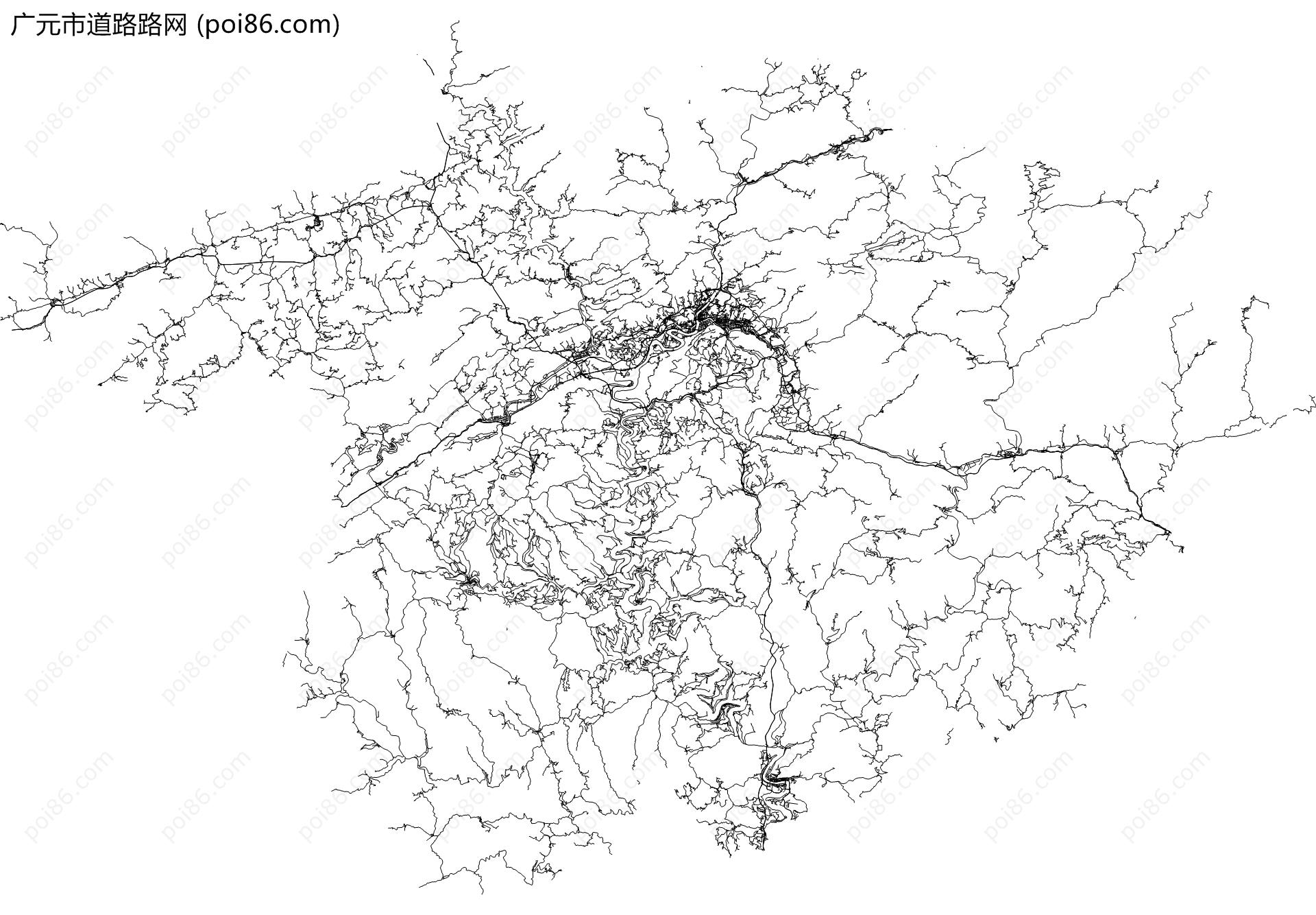 广元市道路路网地图