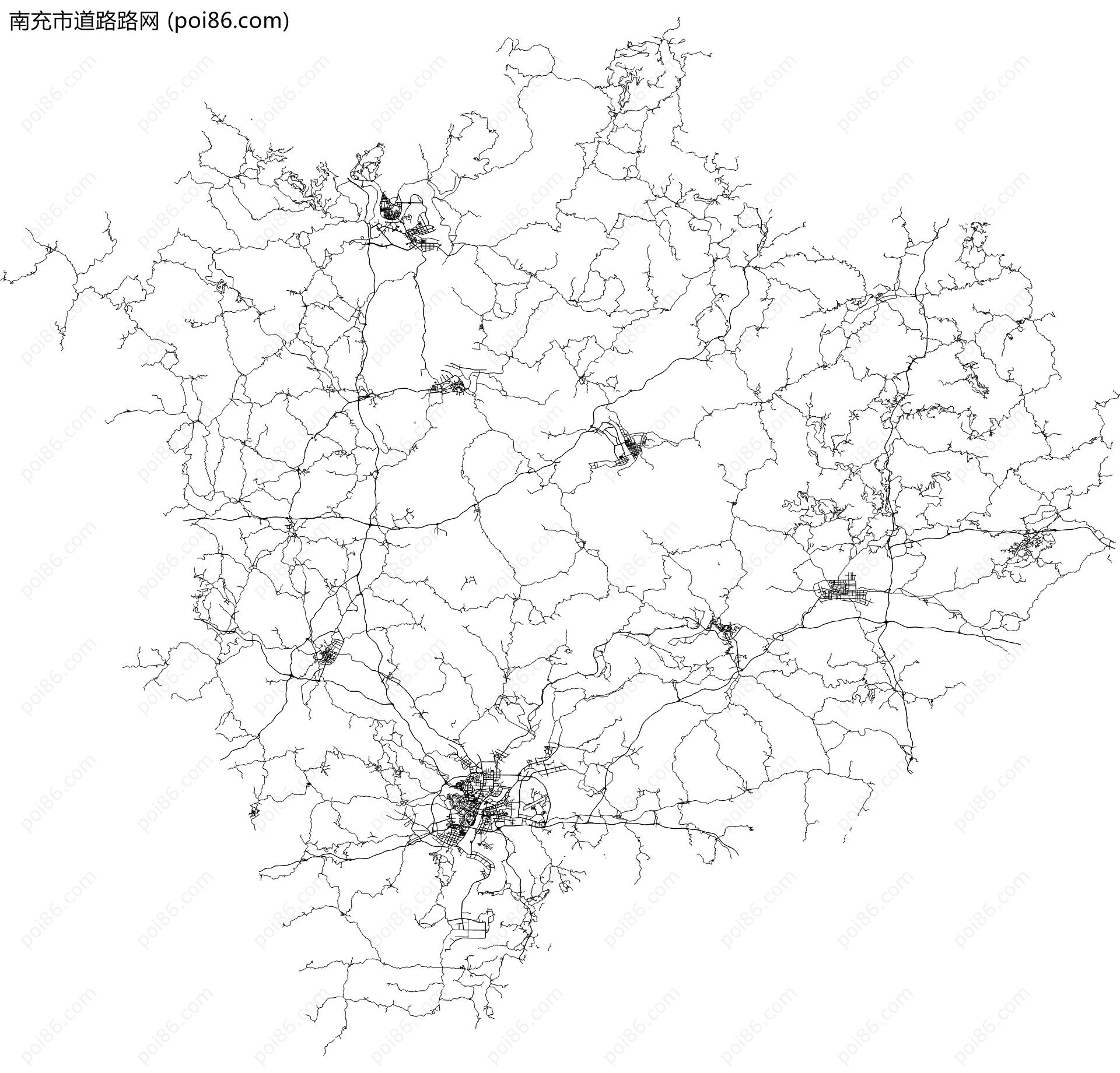 南充市道路路网地图