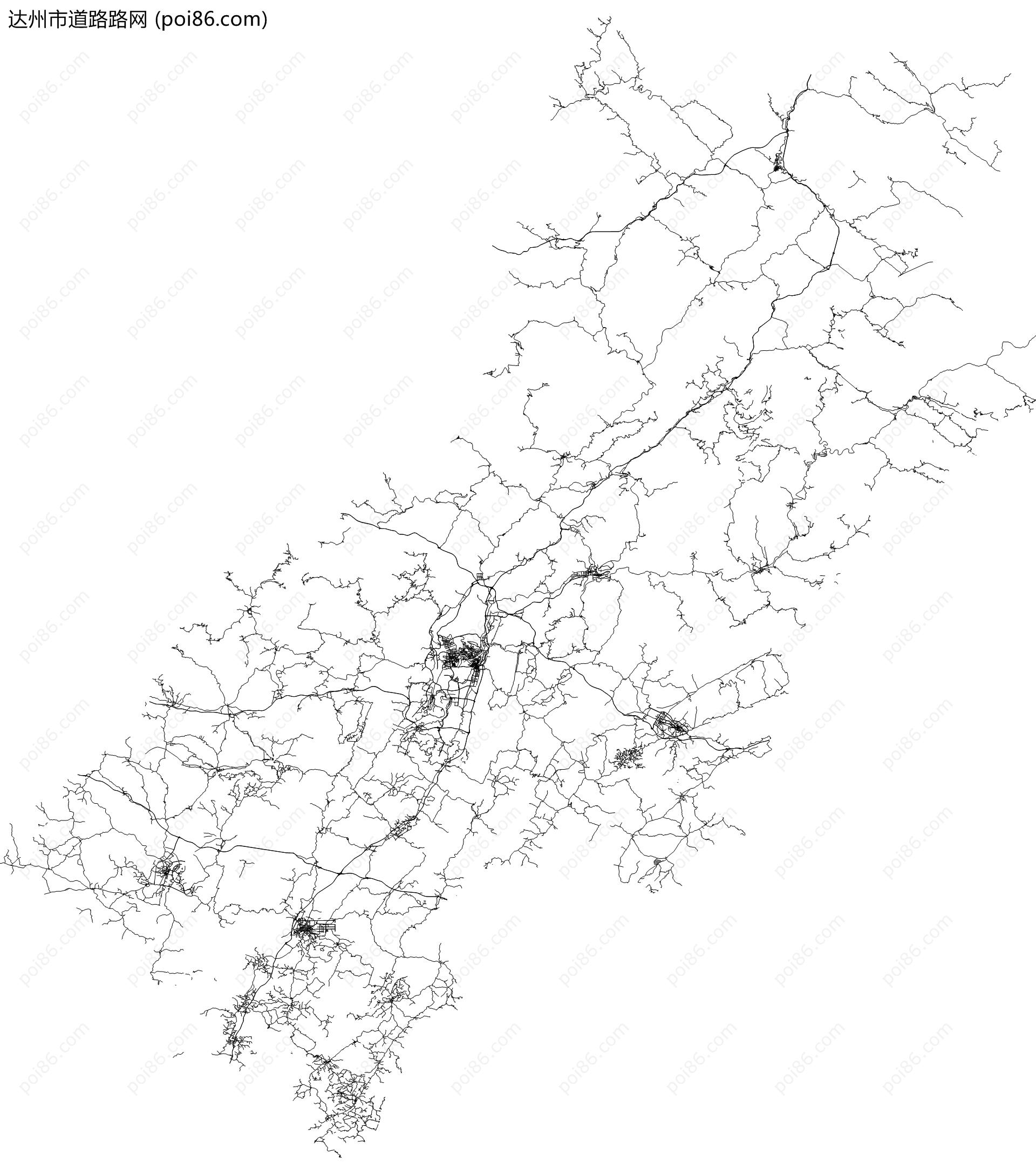达州市道路路网地图