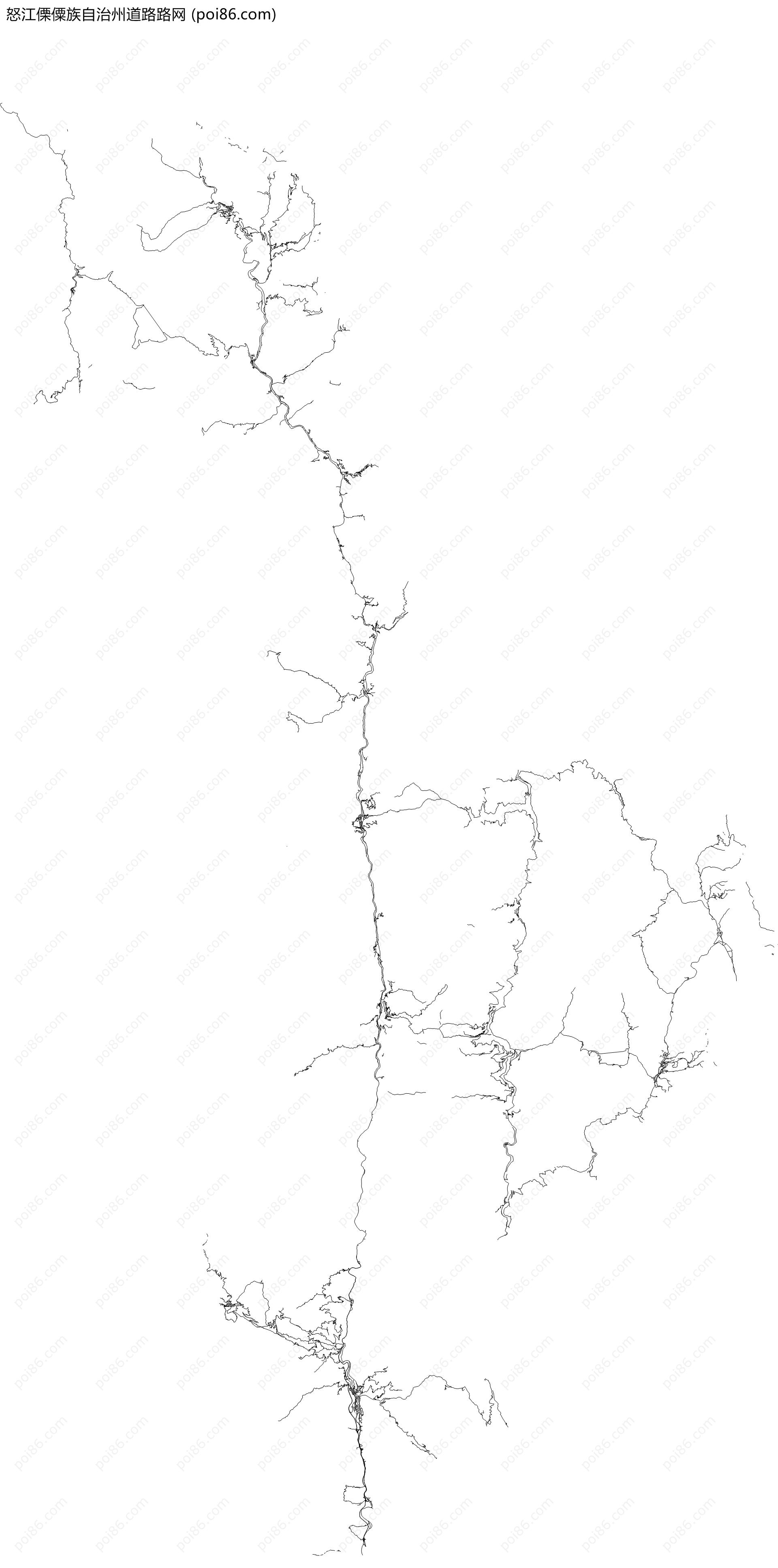 怒江傈僳族自治州道路路网地图