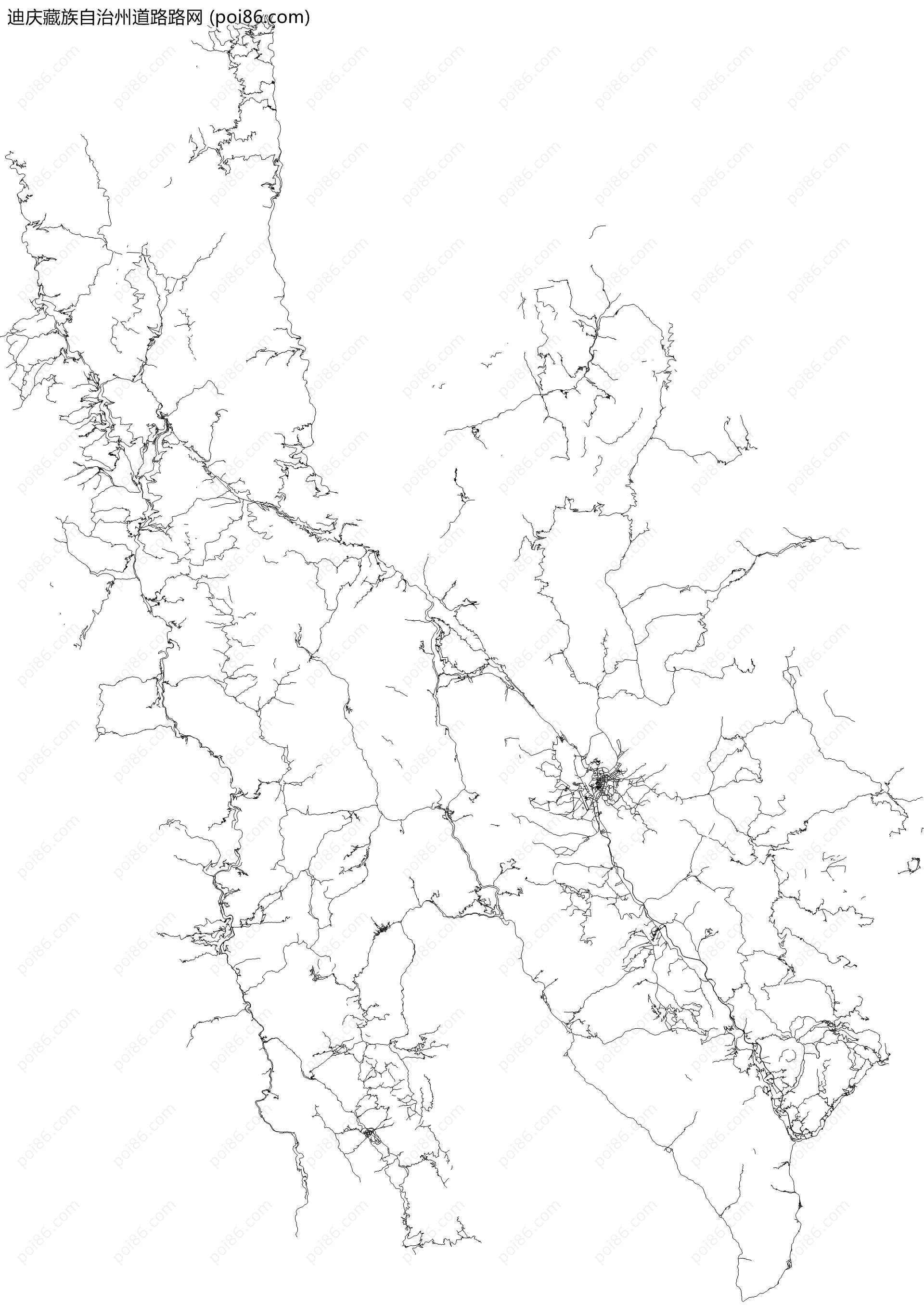 迪庆藏族自治州道路路网地图