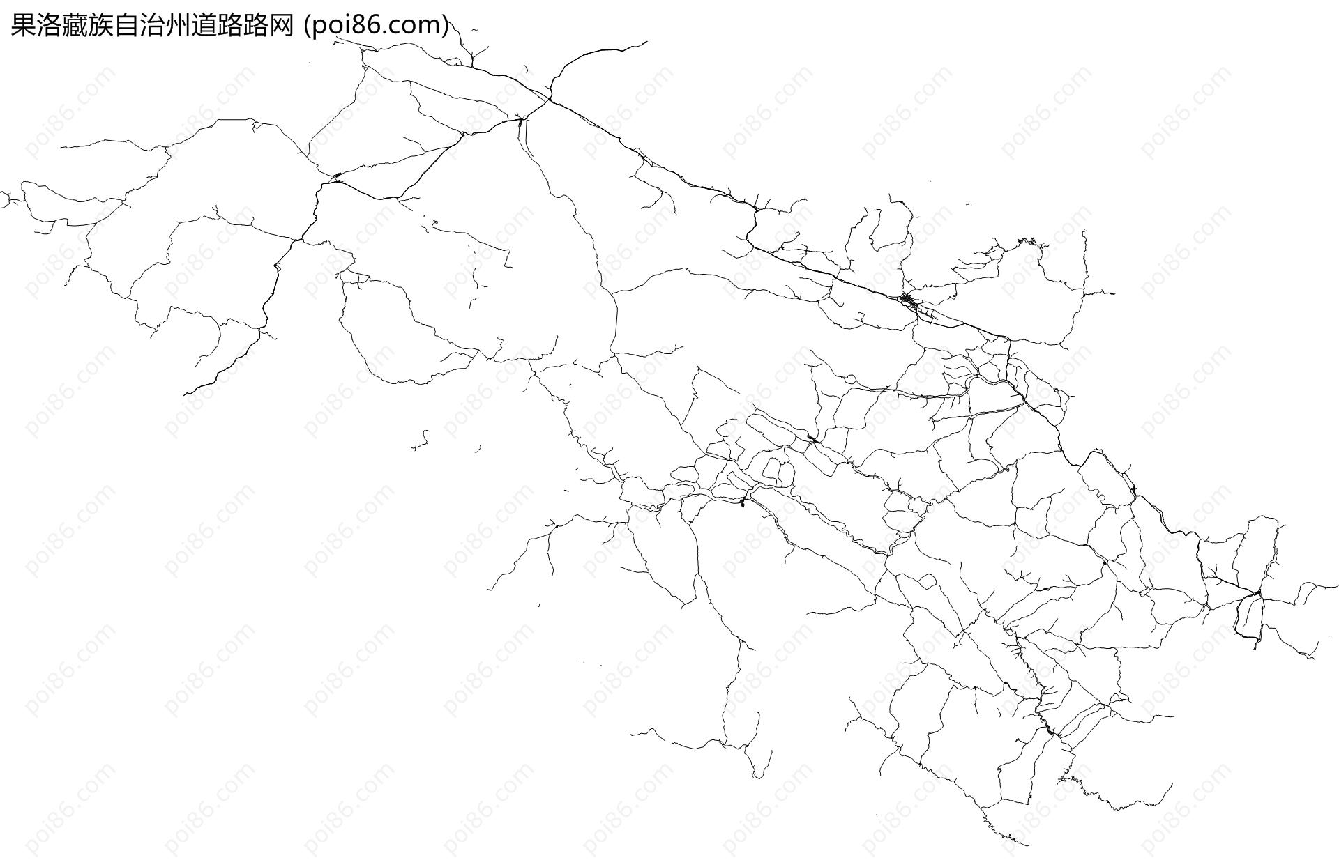 果洛藏族自治州道路路网地图