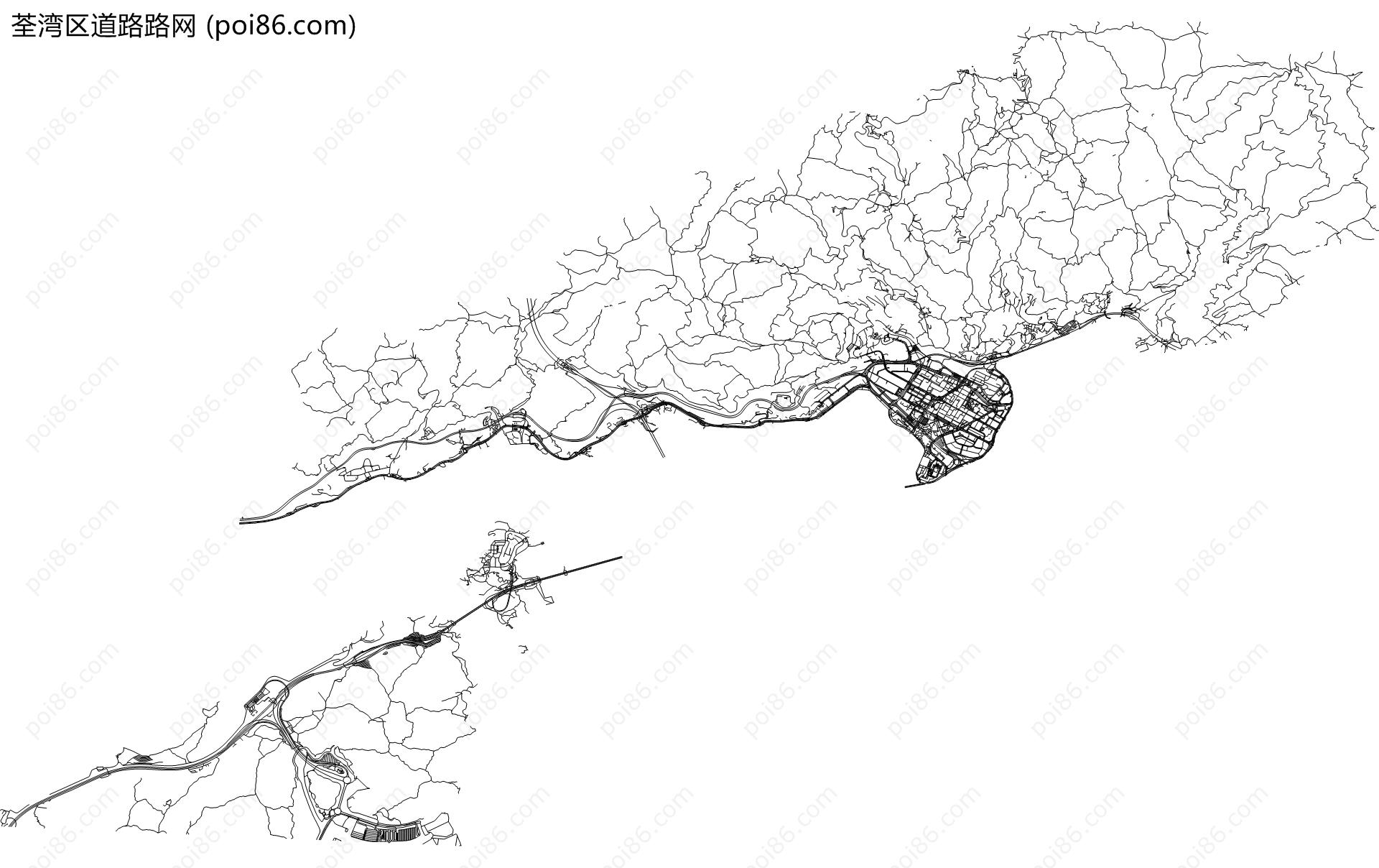 荃湾区道路路网地图