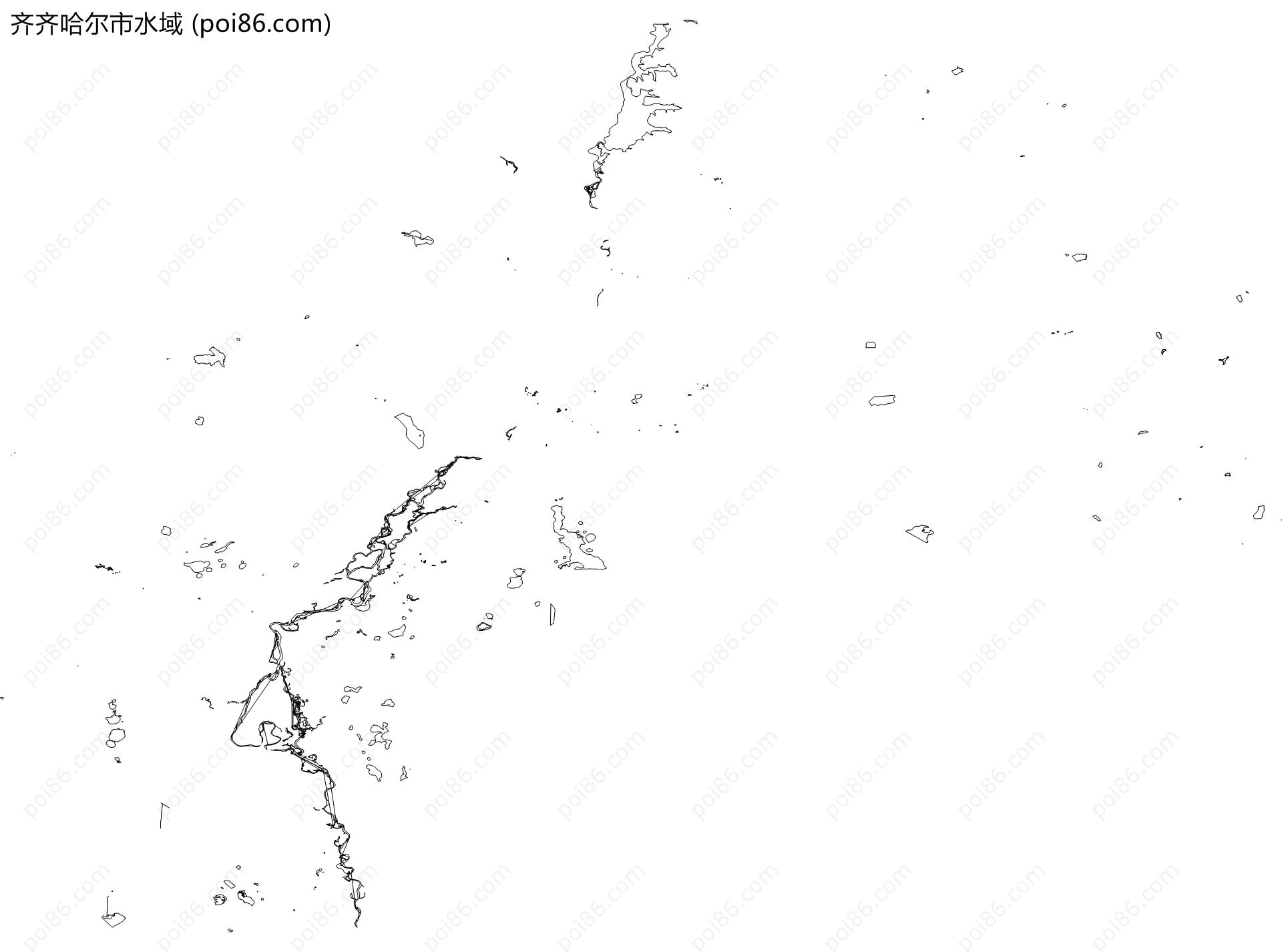 齐齐哈尔市水域地图