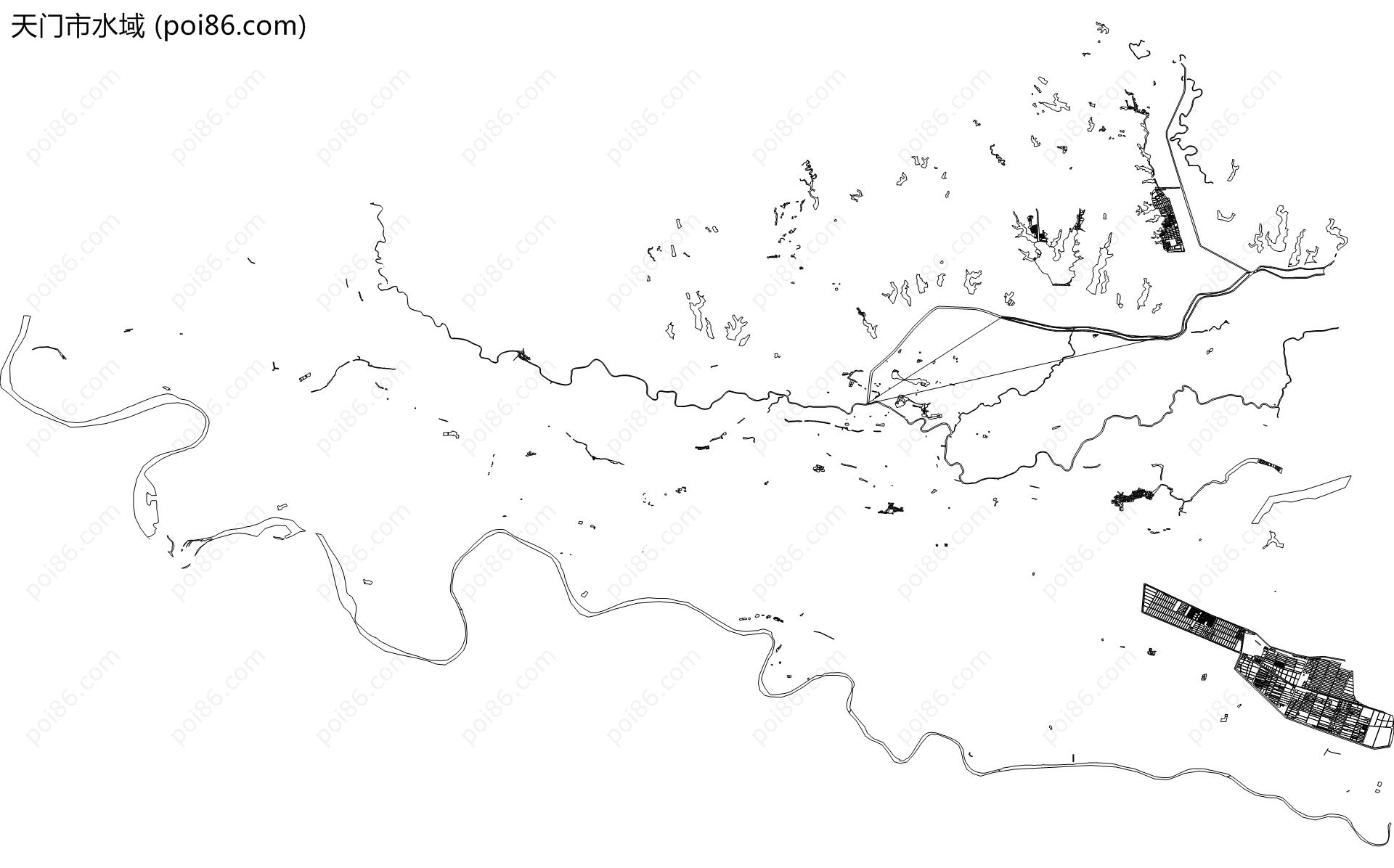 天门市水域地图