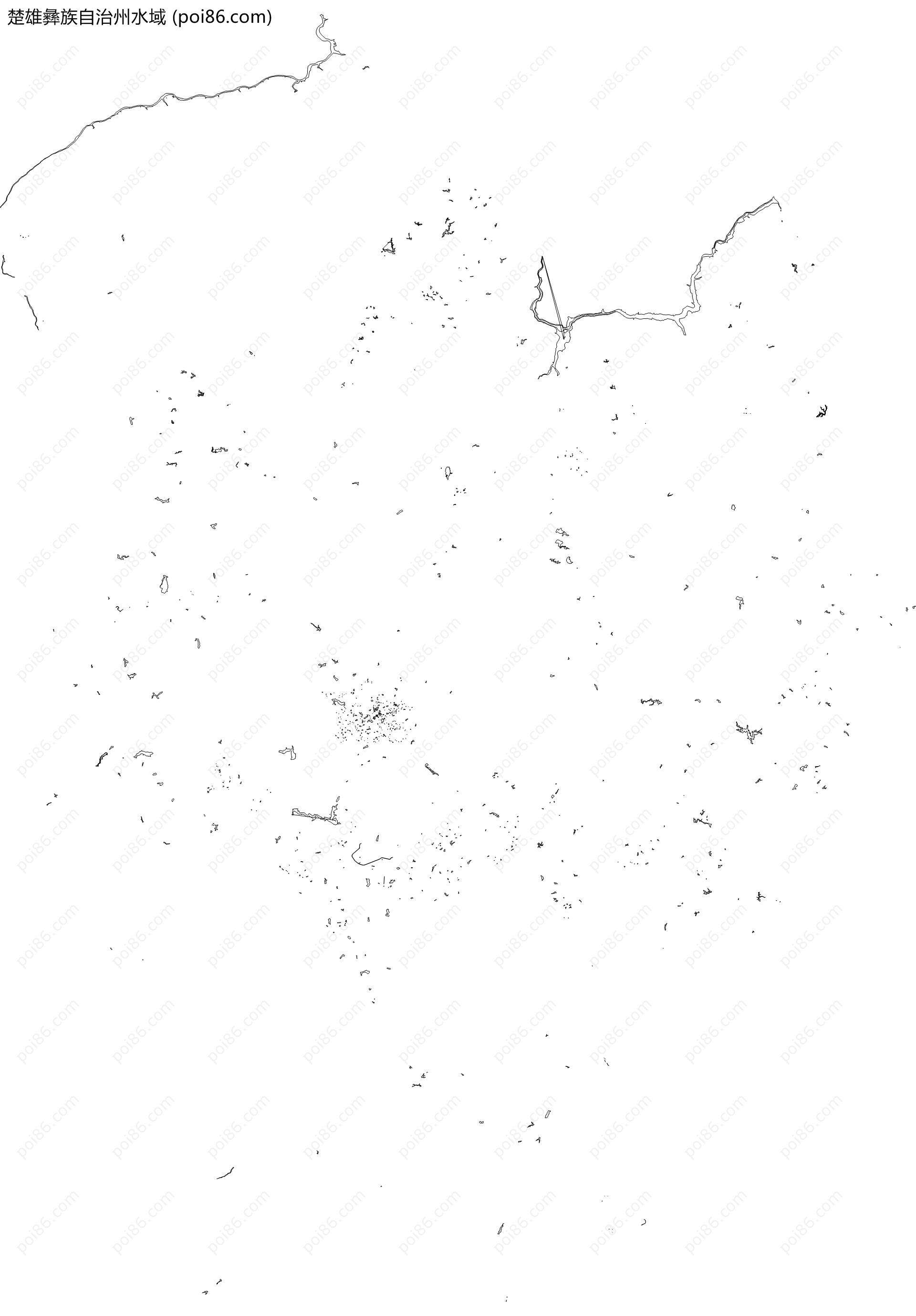 楚雄彝族自治州水域地图