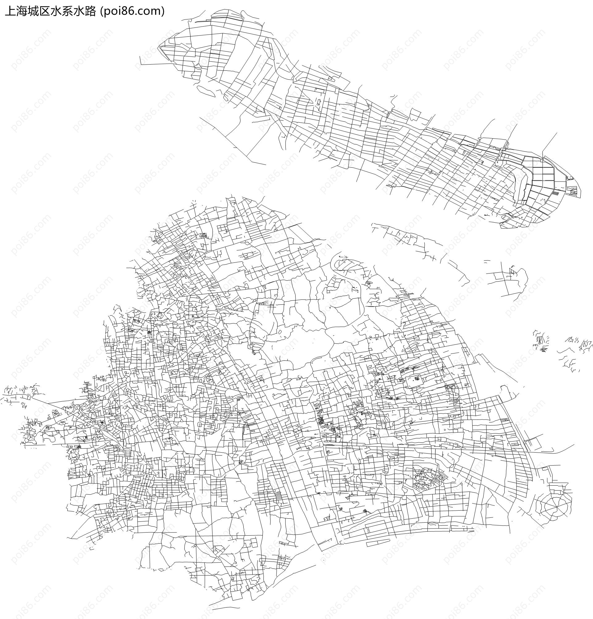 上海城区水系水路地图