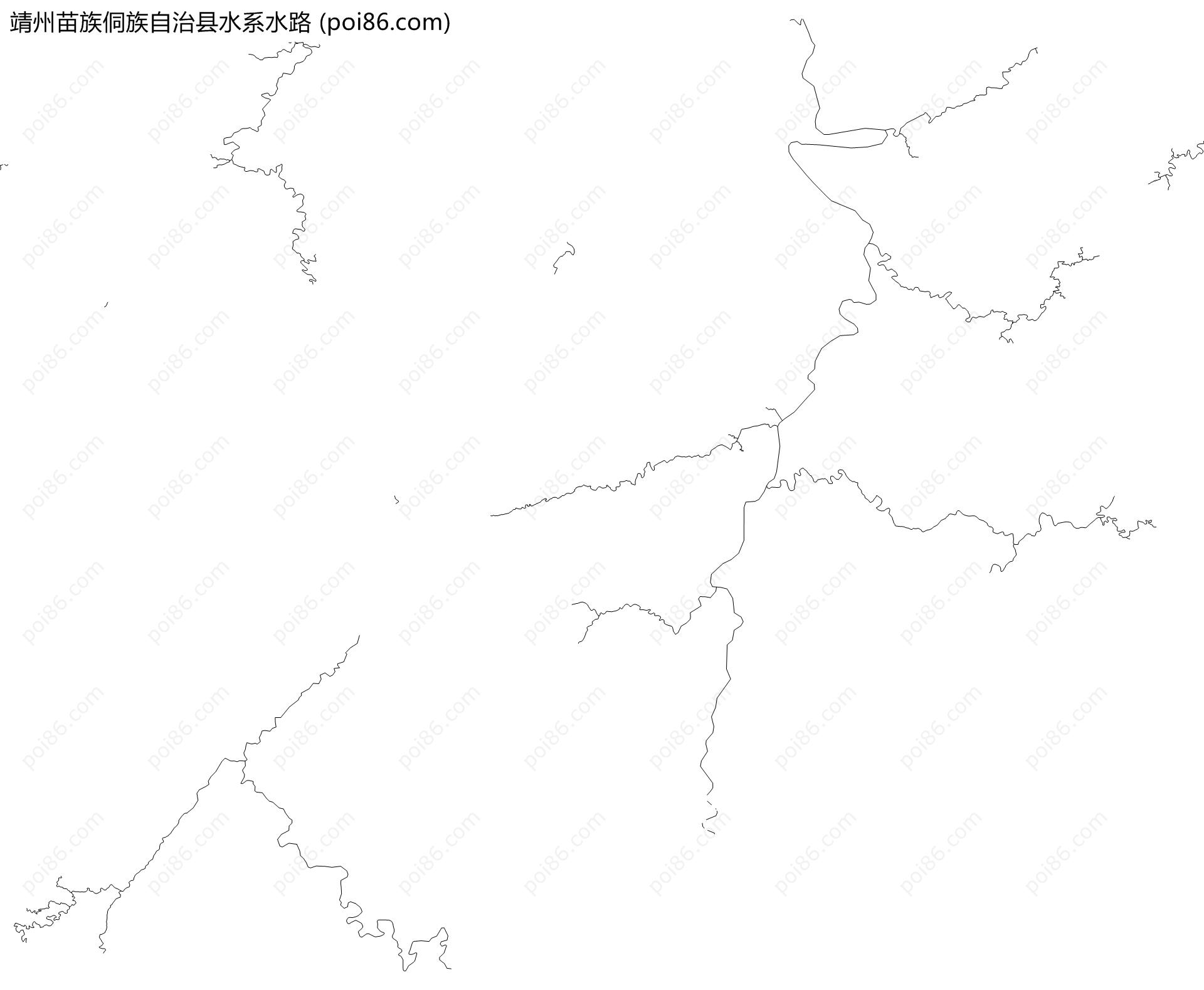 靖州苗族侗族自治县水系水路地图