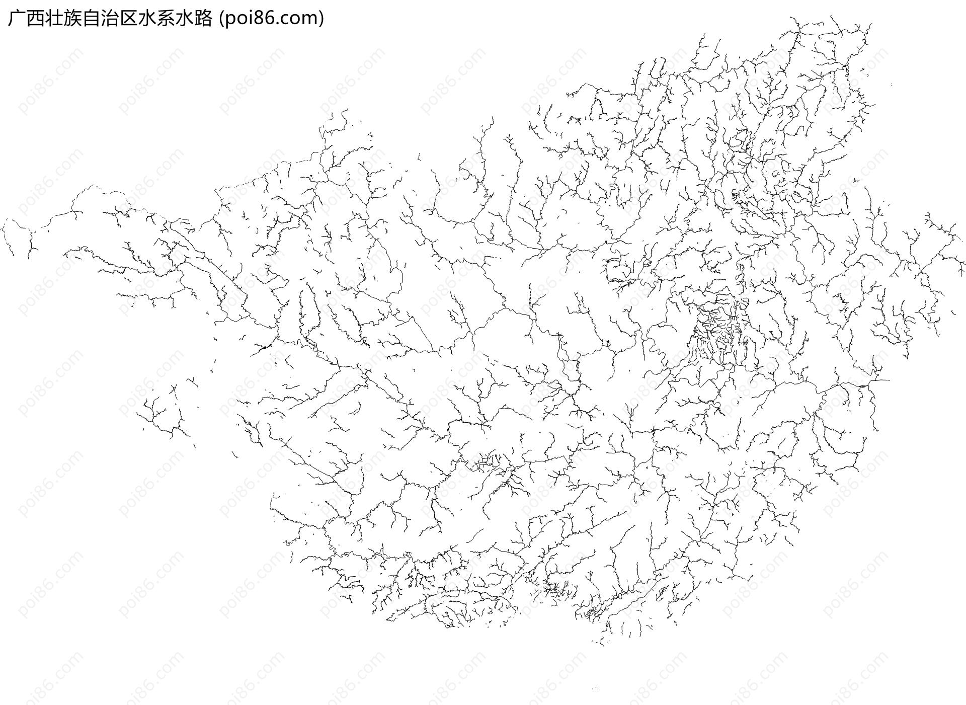 广西壮族自治区水系水路地图