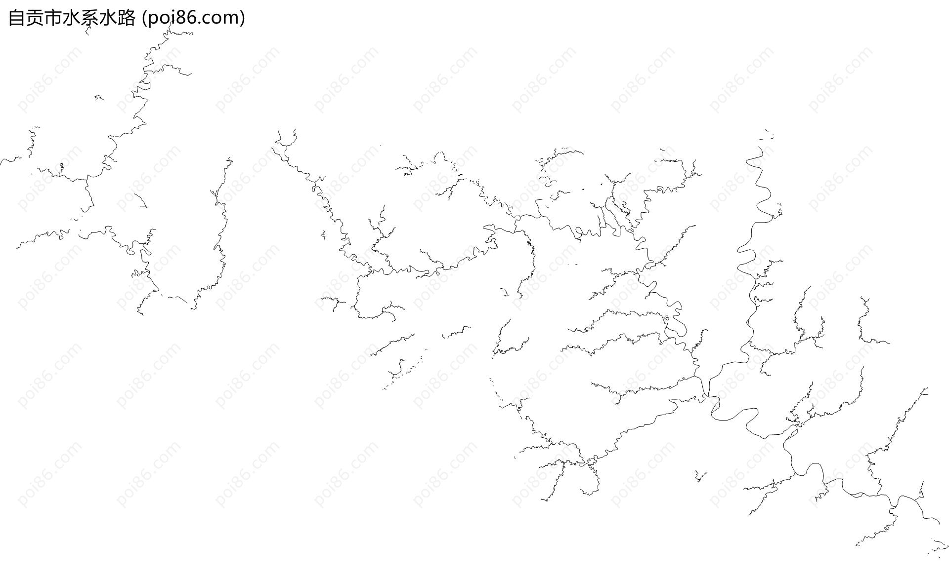 自贡市水系水路地图