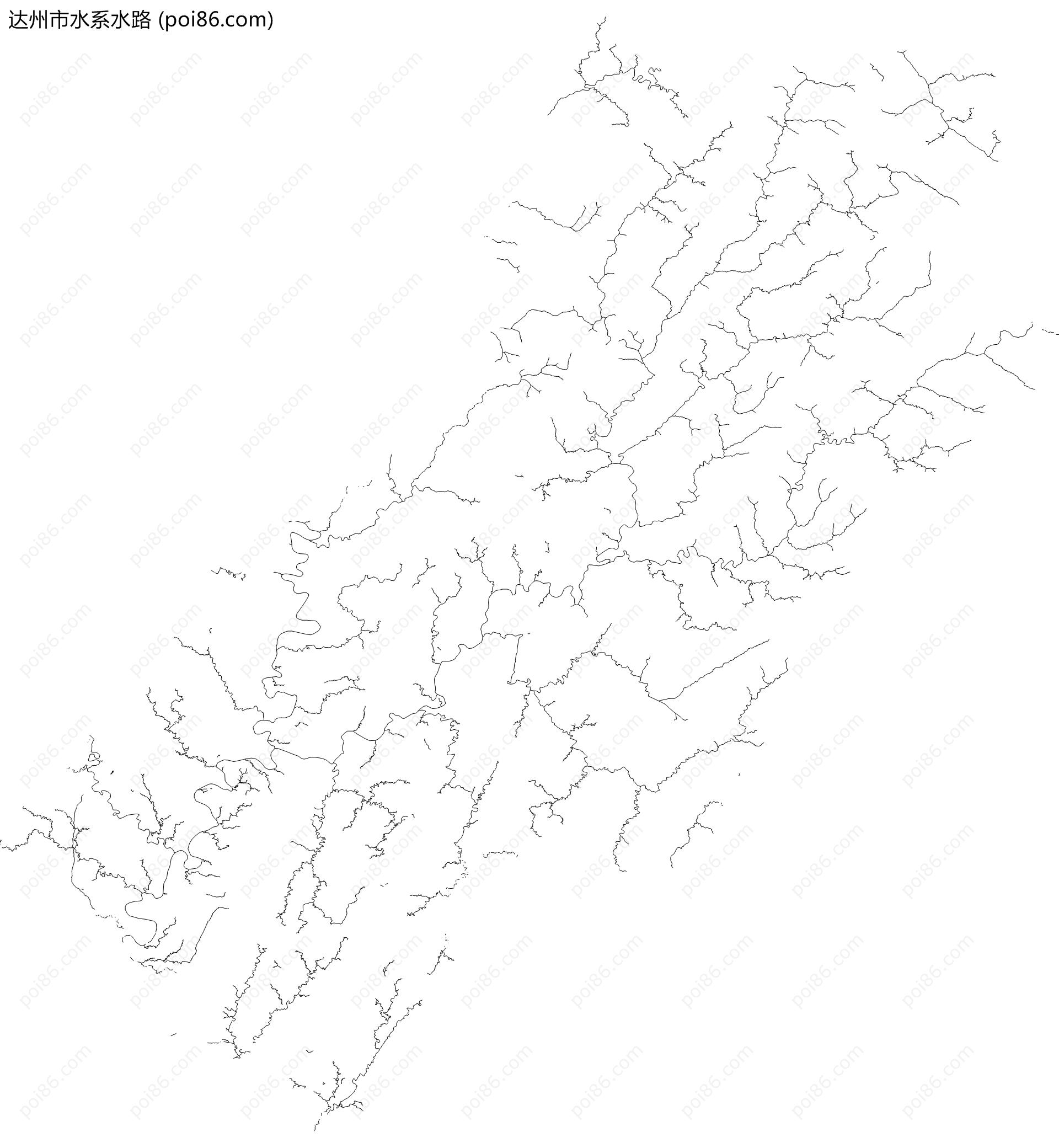 达州市水系水路地图