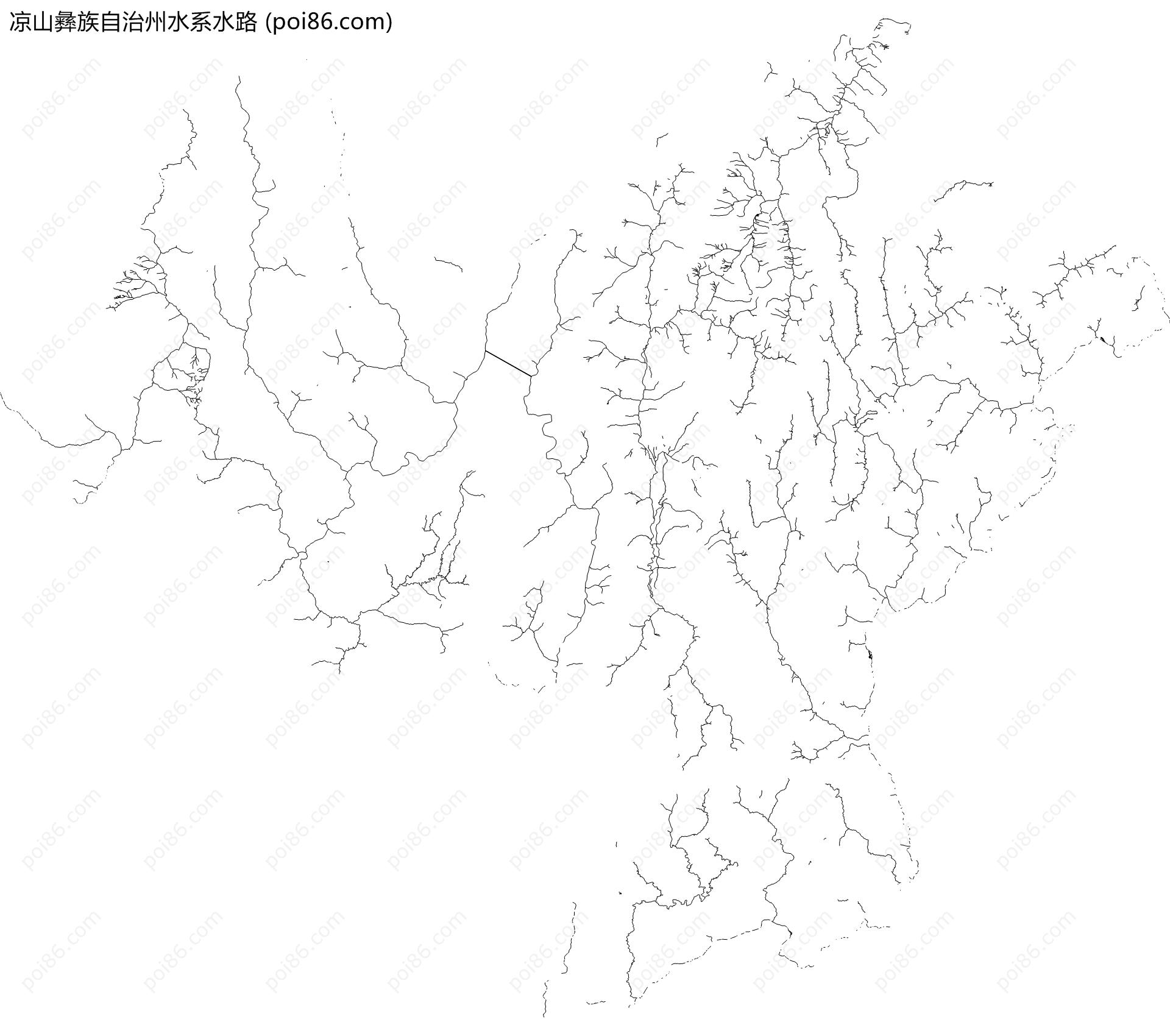 凉山彝族自治州水系水路地图