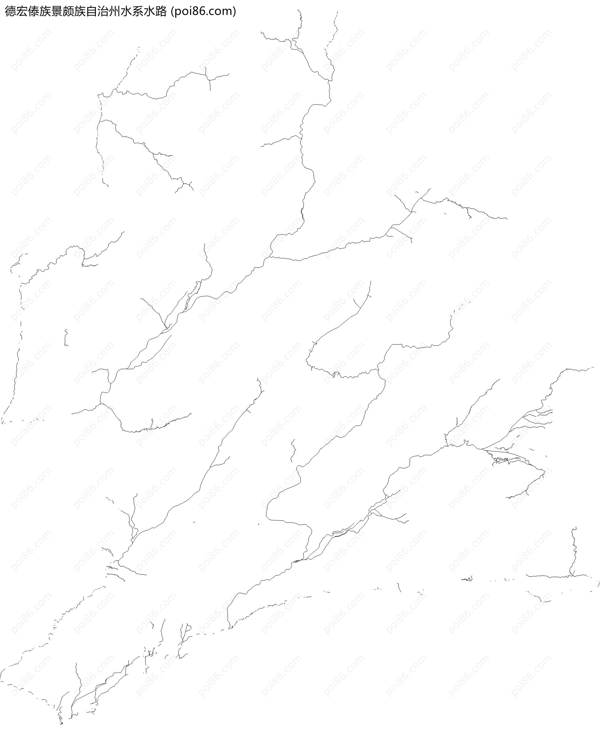 德宏傣族景颇族自治州水系水路地图