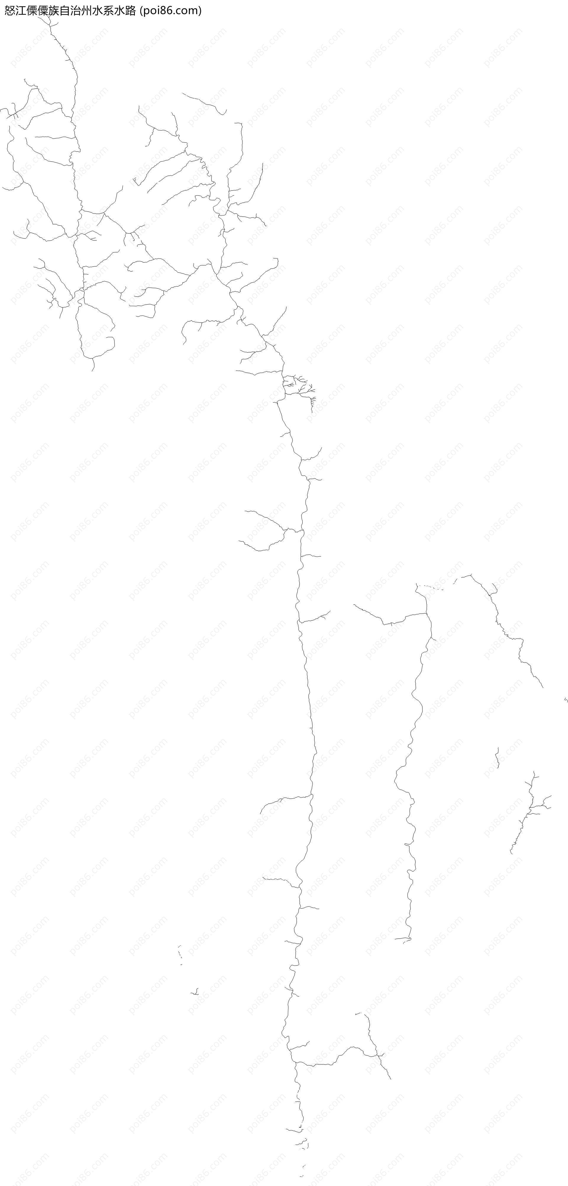 怒江傈僳族自治州水系水路地图